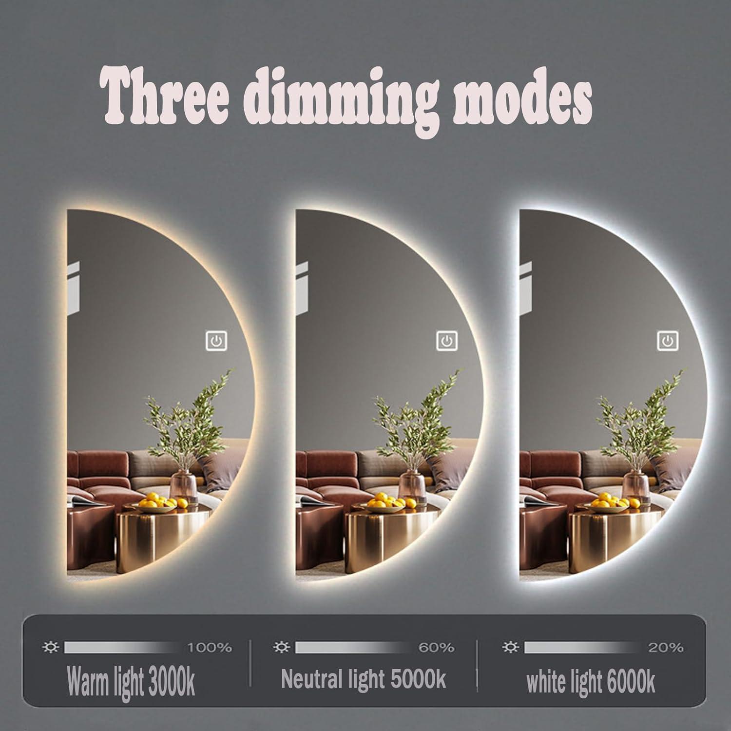 Espejo LED de Media Luna WWWHZGYS 119.38x60.96cm Antivaho