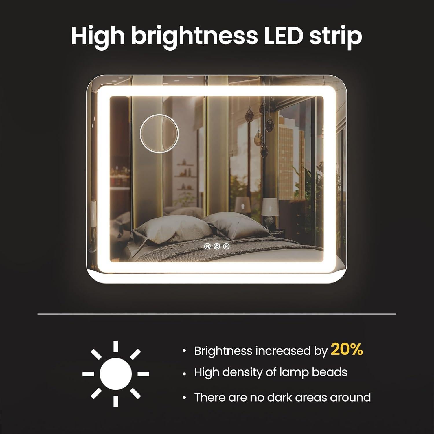 Espejo de tocador LED AJJSSA 58x46 cm con aumento 10X