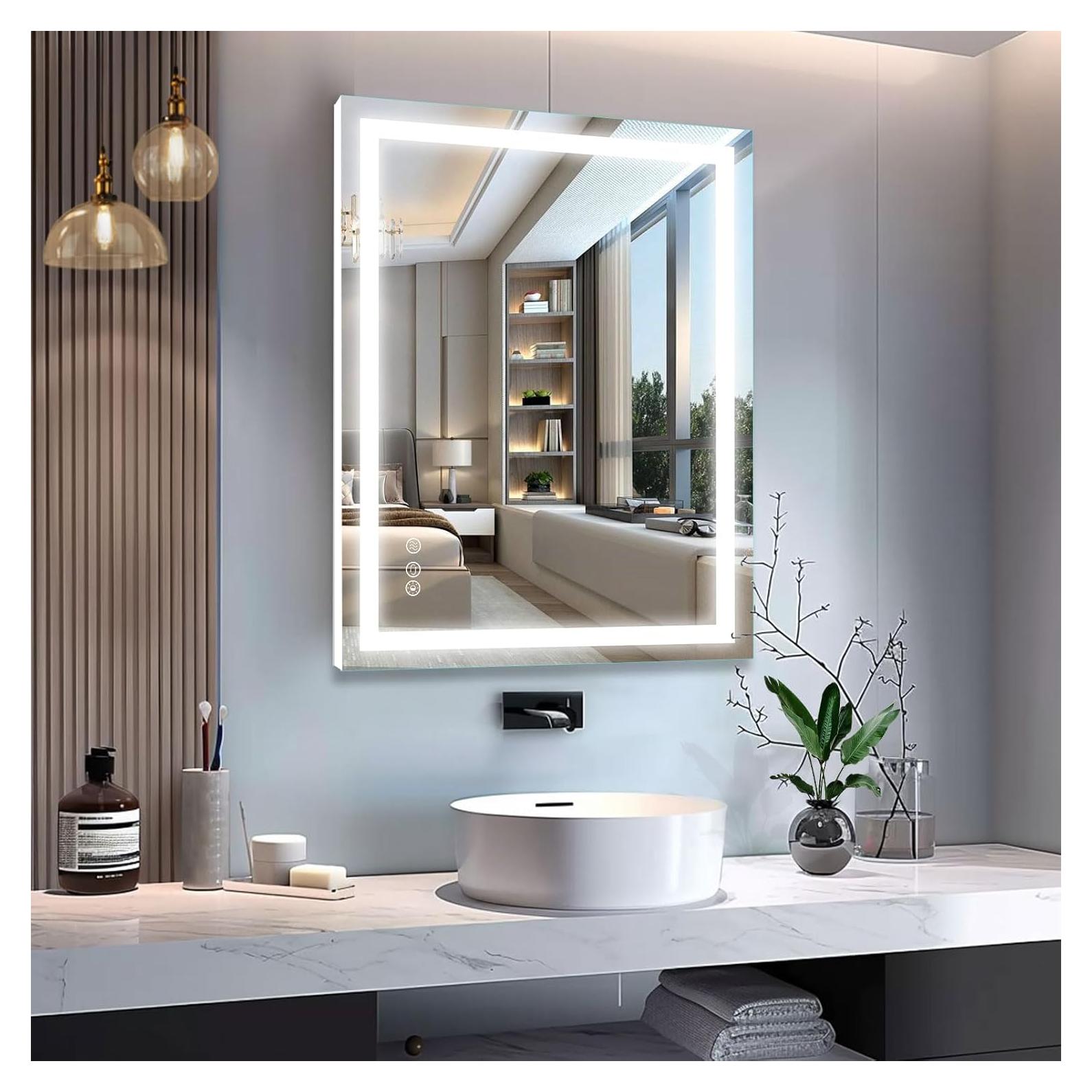 Espejo de Baño LED Beelux 81x61 cm con Luz Regulable y Anti-vaho