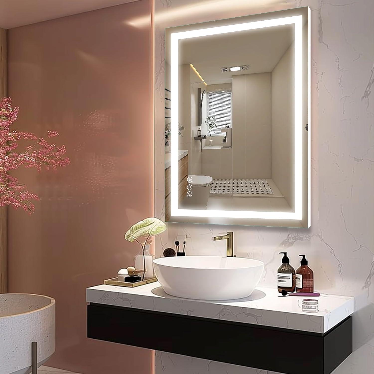 Espejo de Baño LED Beelux 81x61 cm con Luz Regulable y Anti-vaho