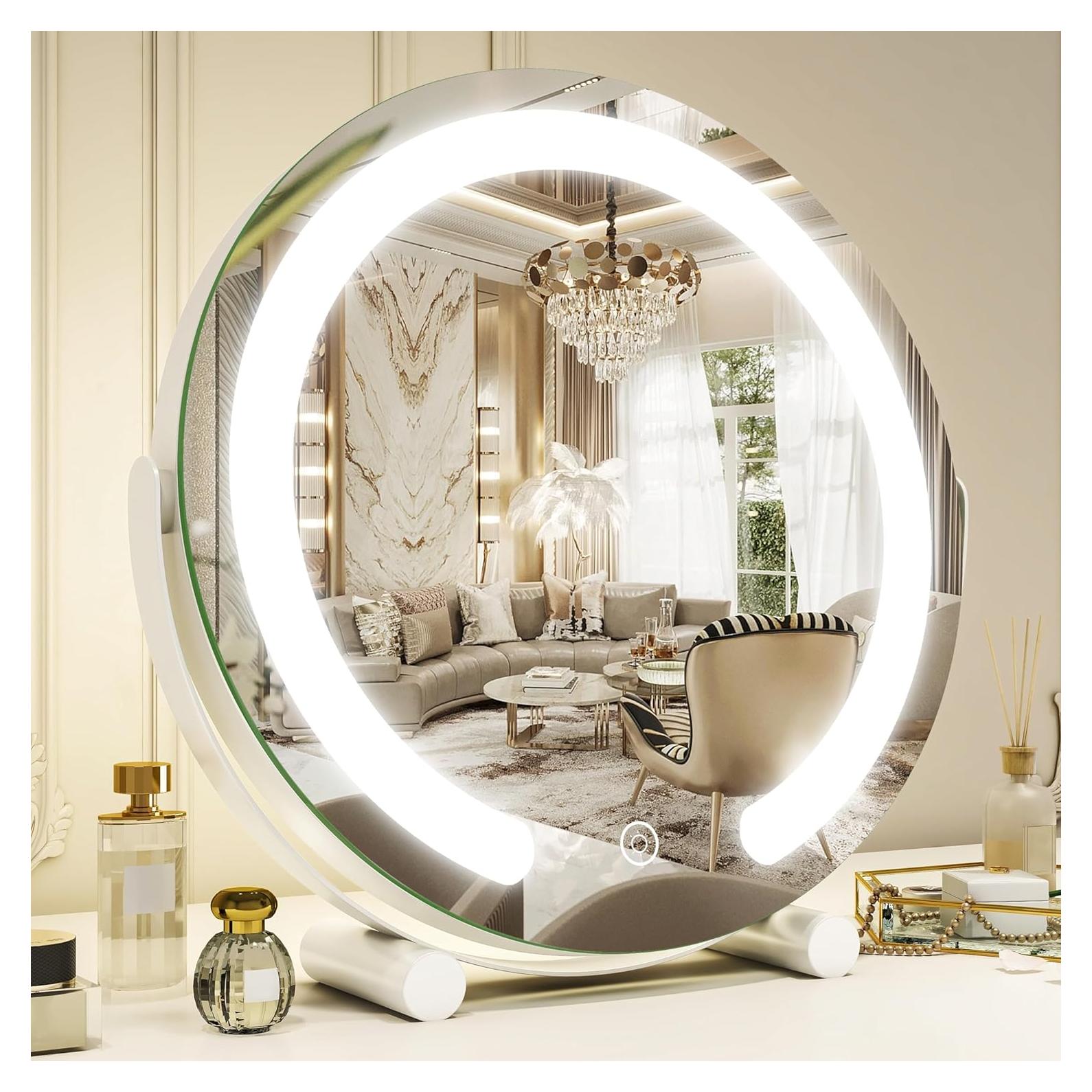 Espejo de Tocador HNV LED 30 cm con Luz Táctil 3 Modos