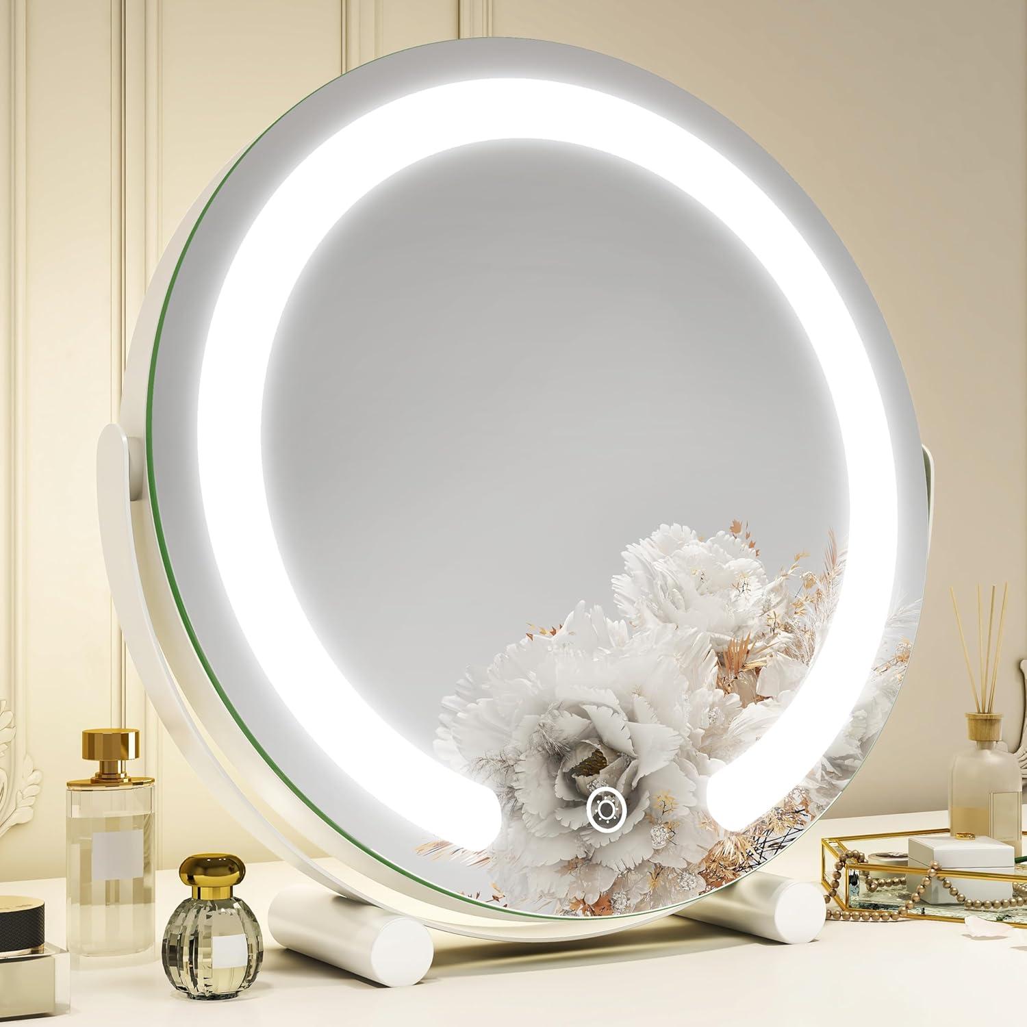 Espejo de Tocador HNV LED 30 cm con Luz Táctil 3 Modos