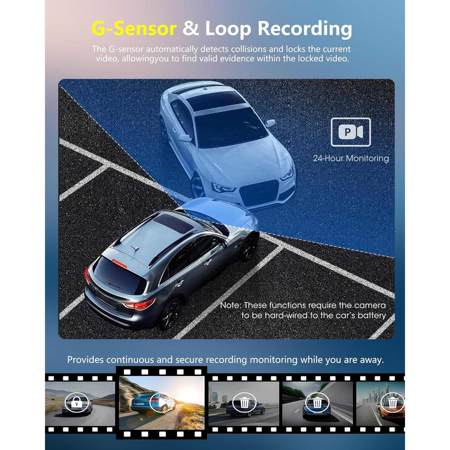 Cámara de Espejo Retrovisor Podofo 9.66" Doble Cámara 1080P