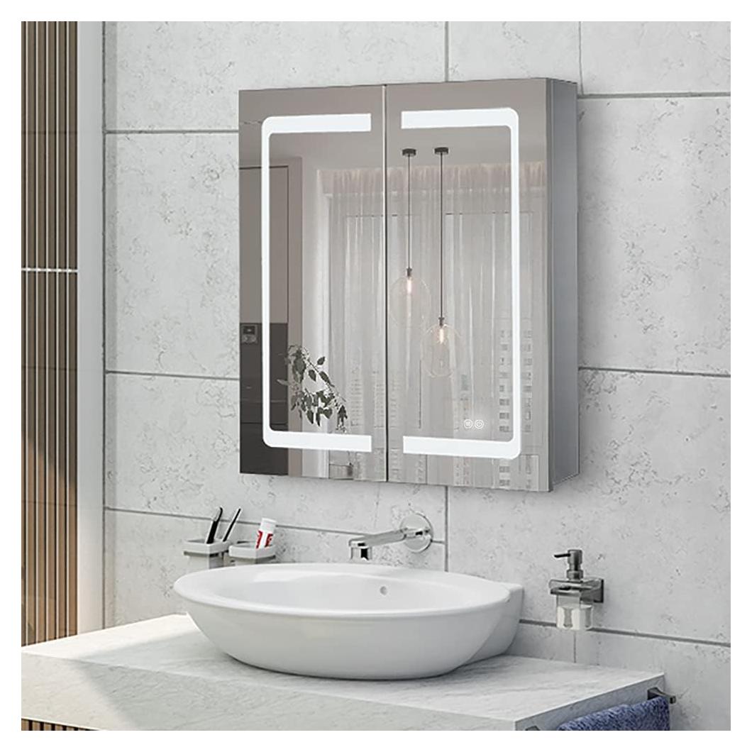 Espejo LED iluminado Janboe 60.96x71.12 cm con estantes