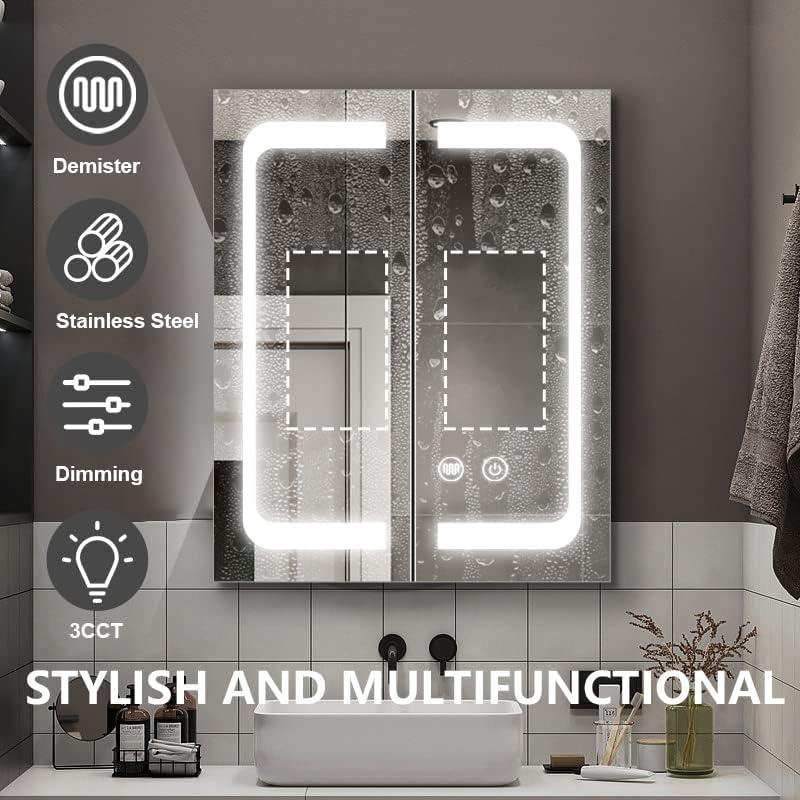 Espejo LED iluminado Janboe 60.96x71.12 cm con estantes