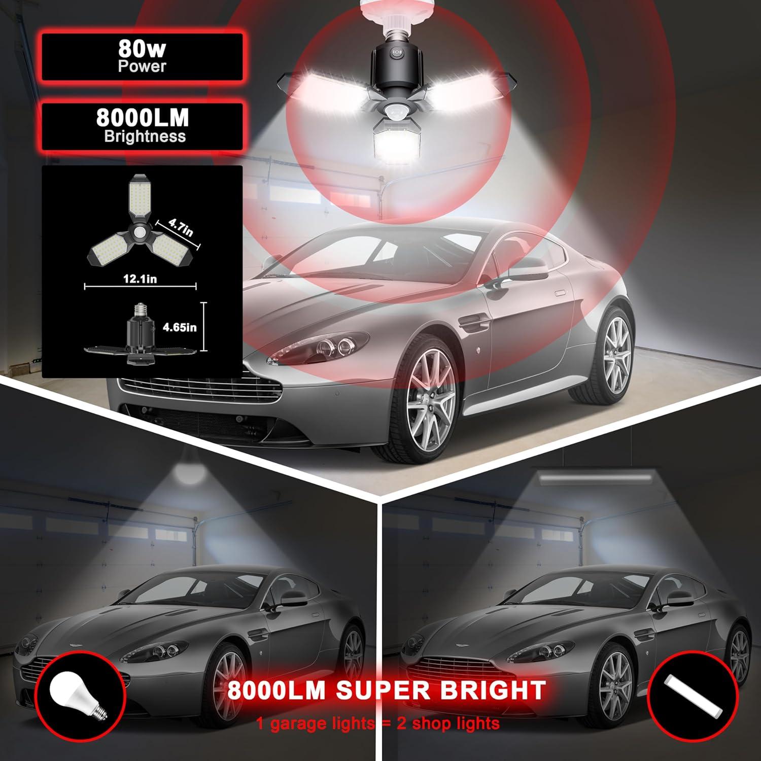 Luz LED de Garaje con Sensor de Movimiento 80W Hinersound