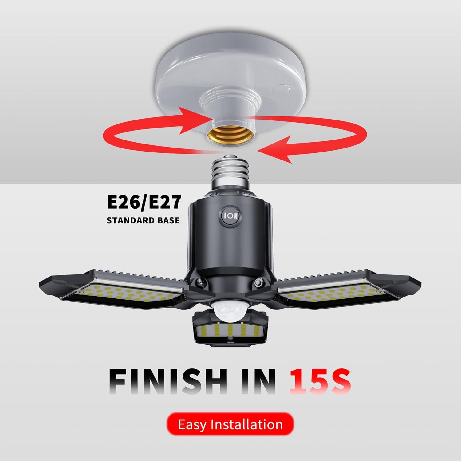 Luz LED de Garaje con Sensor de Movimiento 80W Hinersound