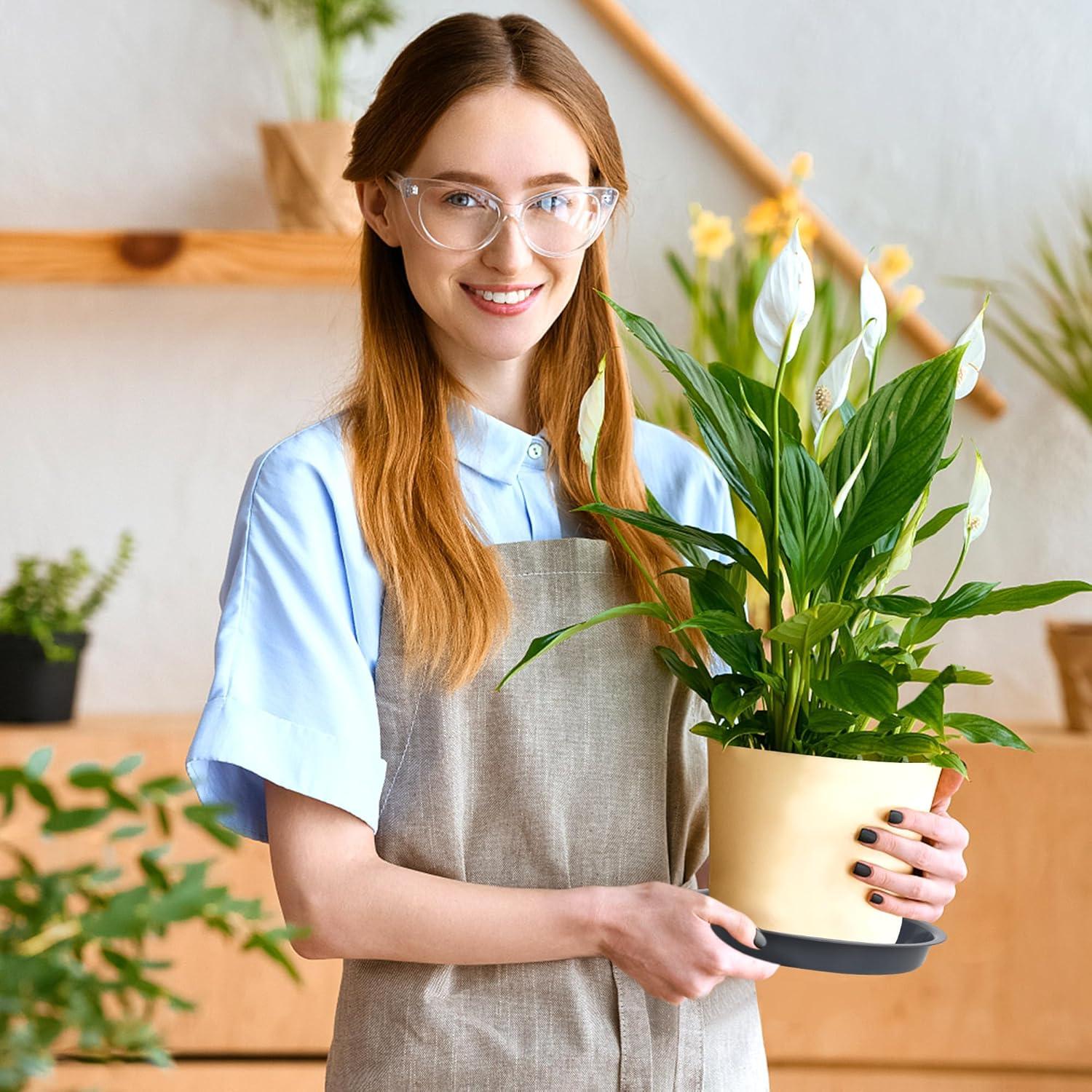 12PCS Bandejas para Plantas PeoMev 6 8 10 Pulgadas Grises