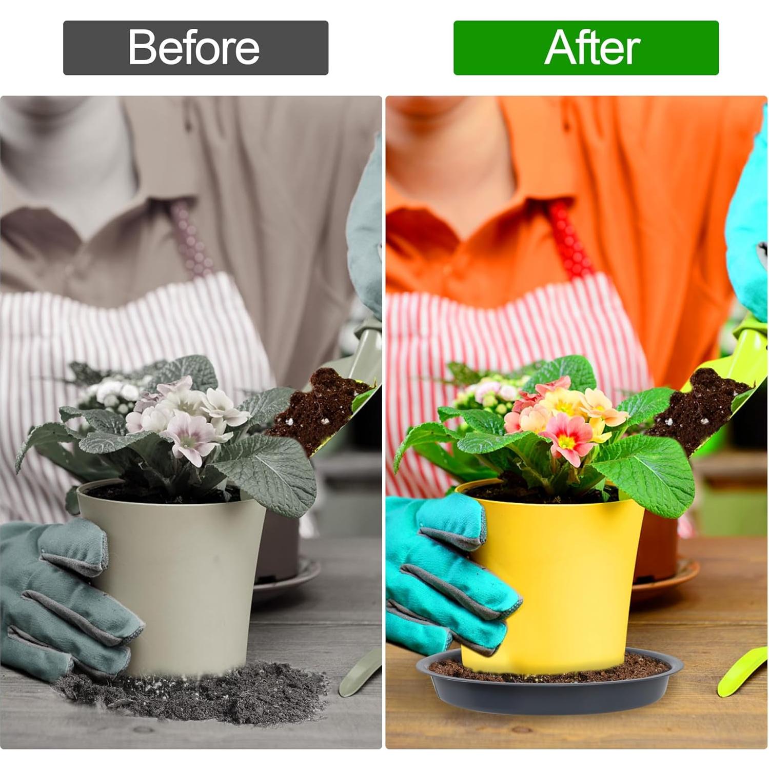 12PCS Bandejas para Plantas PeoMev 6 8 10 Pulgadas Grises