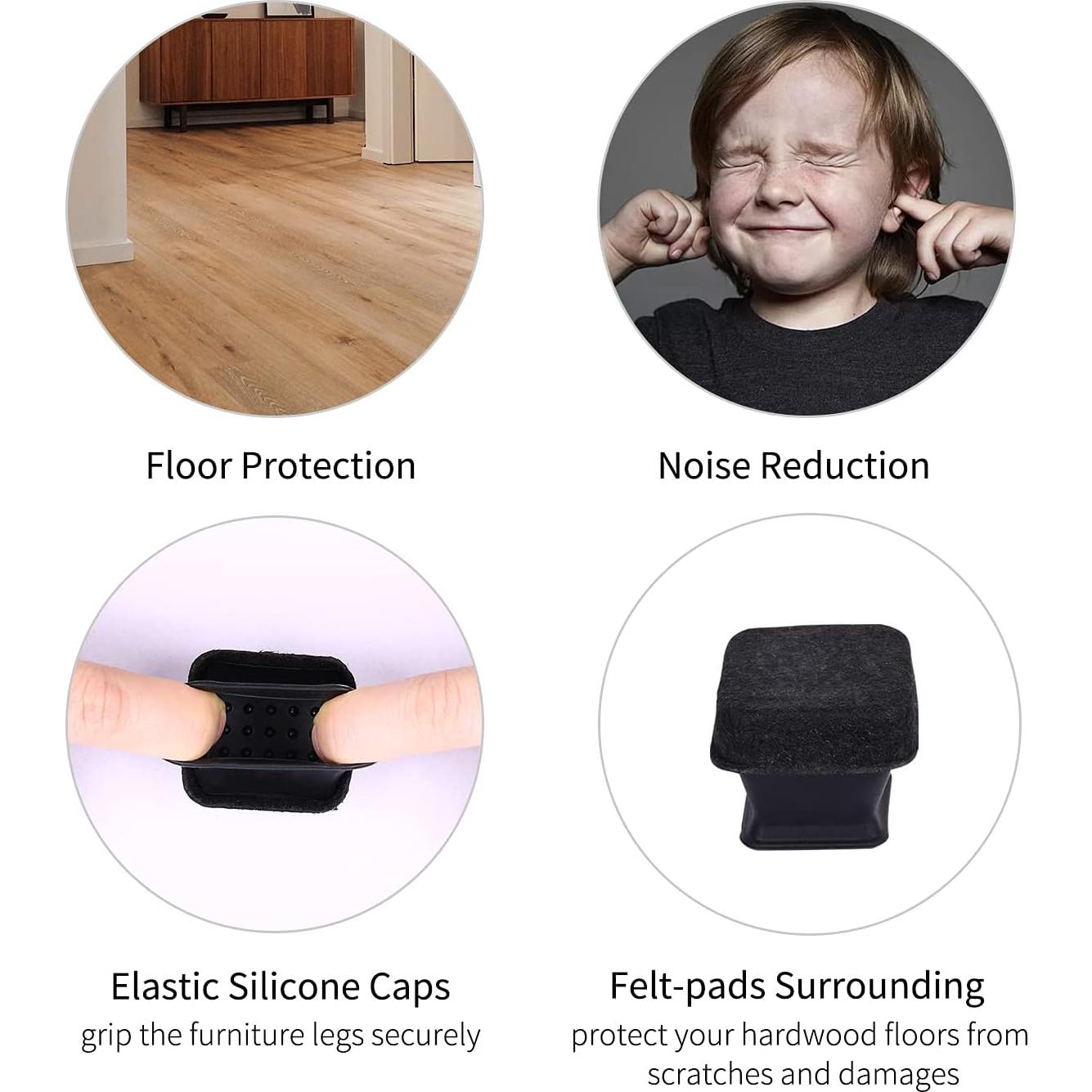 Ezprotekt 24 Protectores de Piso de Silicona Cuadrados 2.54-3.05cm Negro