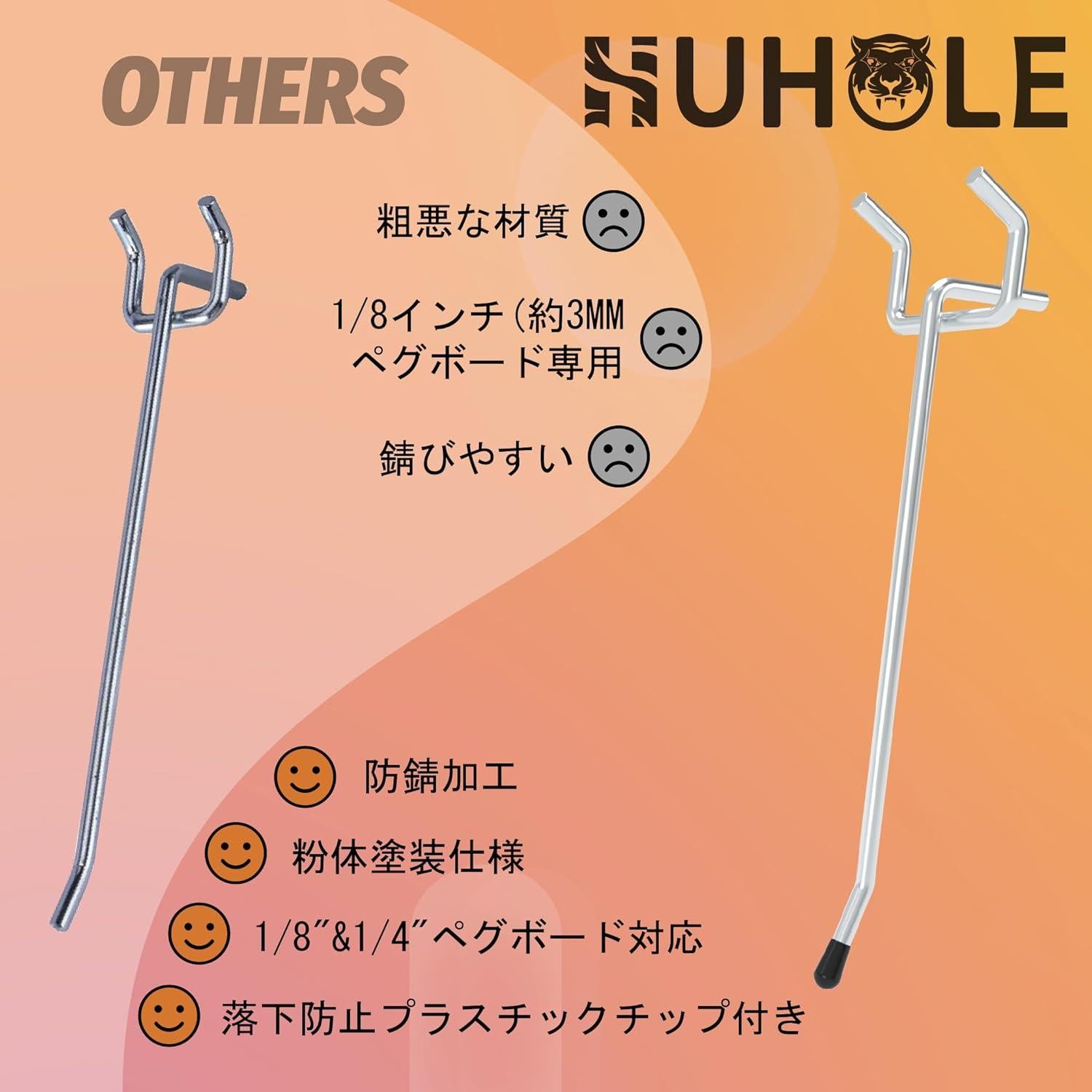 Ganchos para Tablero Perforado HUHOLE 49PC Galvanizados