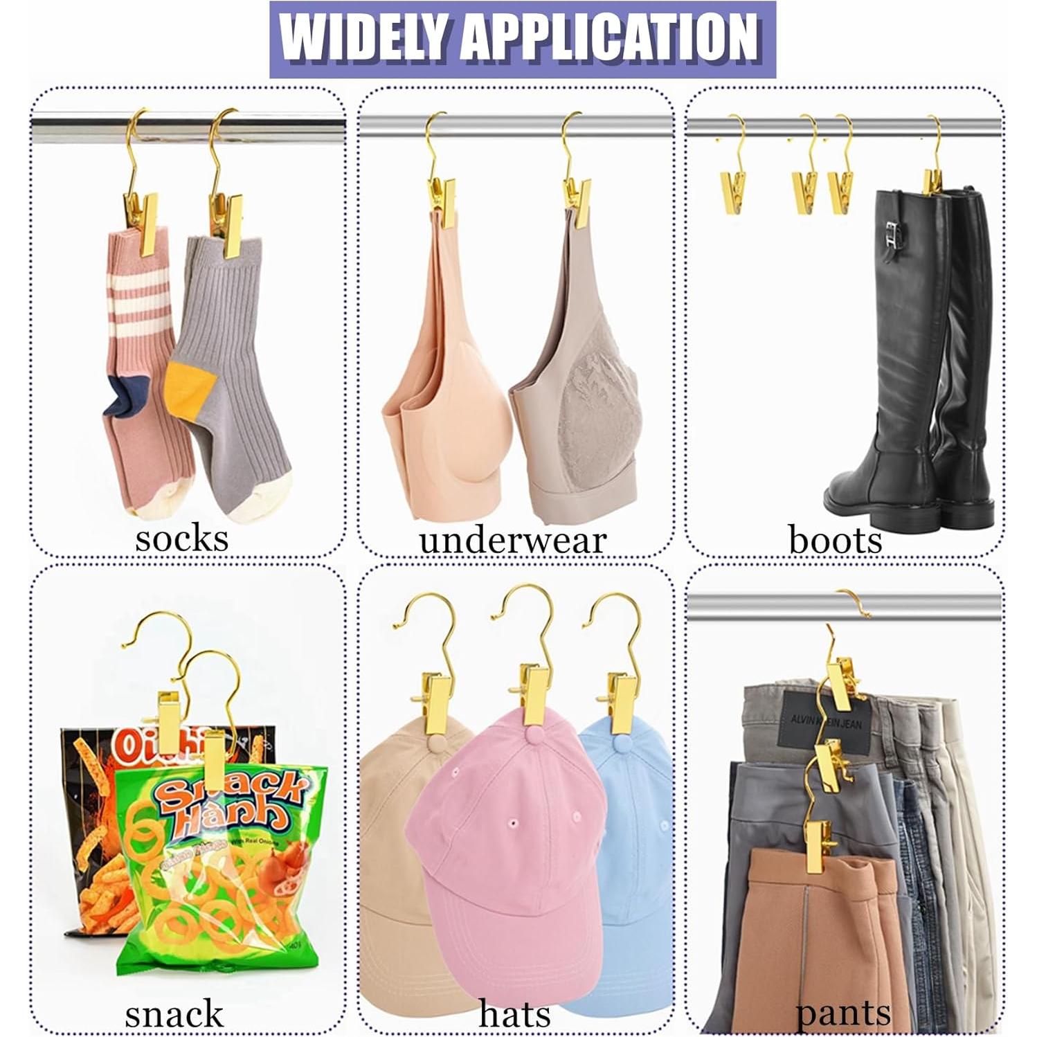 Clips de Botas Dorados Amber Home 24PCS - Ganchos Portátiles