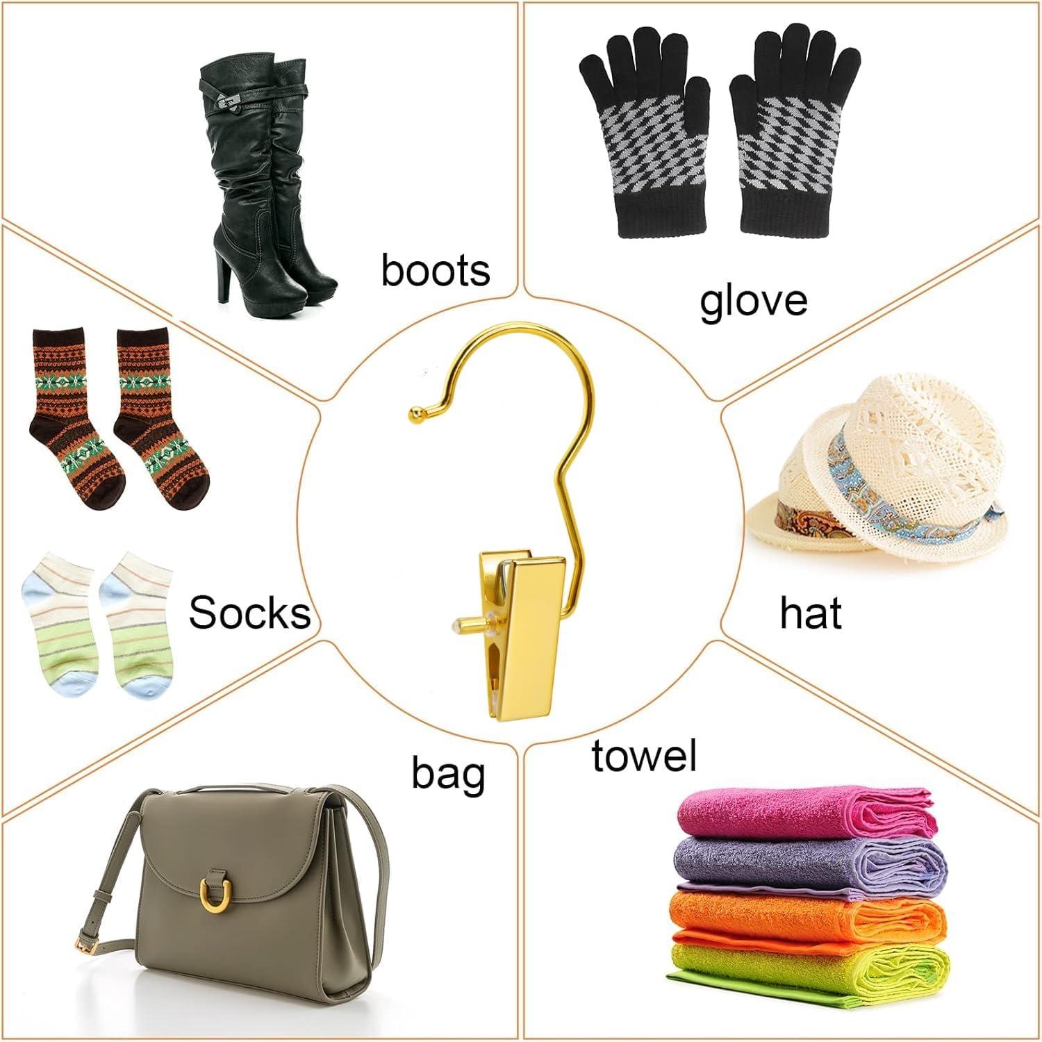 Clips de Botas Dorados Amber Home 24PCS - Ganchos Portátiles