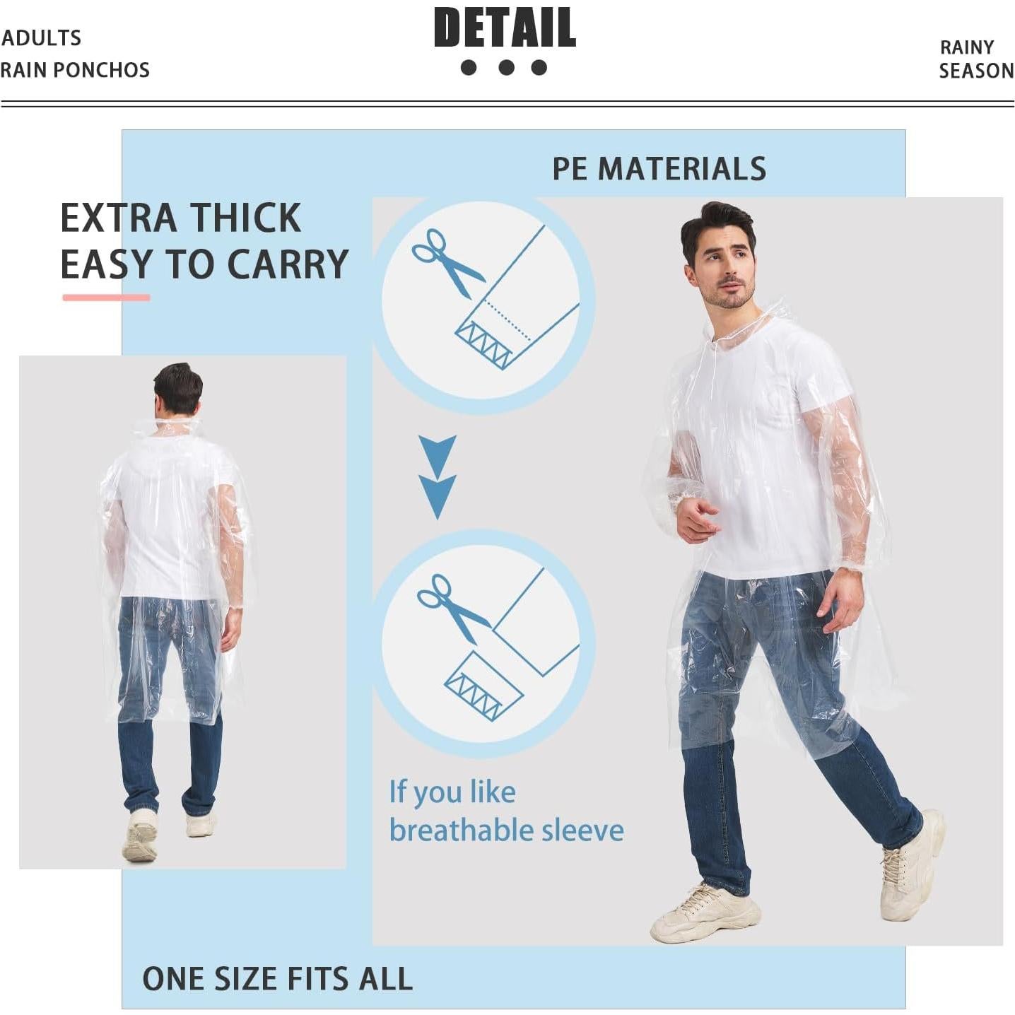 Ponchos de Lluvia Desechables TUNCHMO 6 Paquetes Adultos y Niños