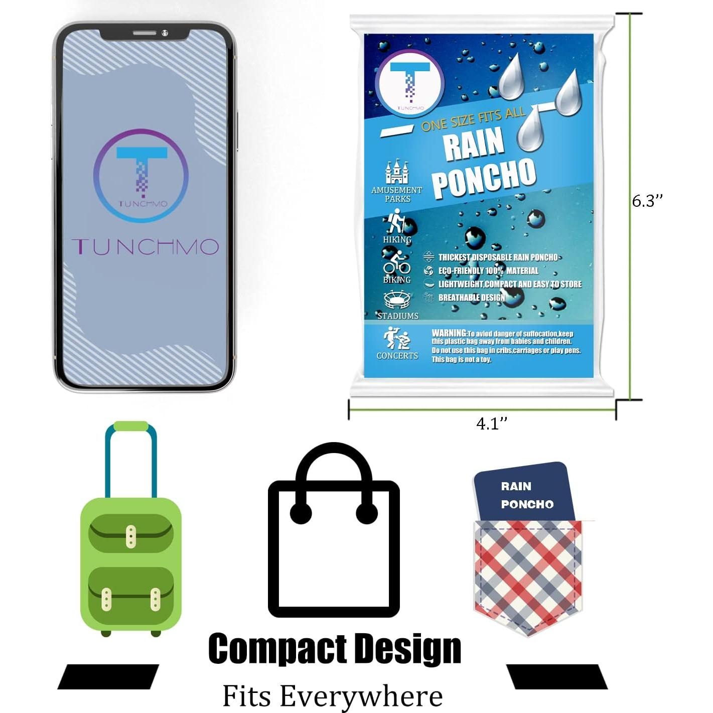 Ponchos de Lluvia Desechables TUNCHMO 6 Paquetes Adultos y Niños