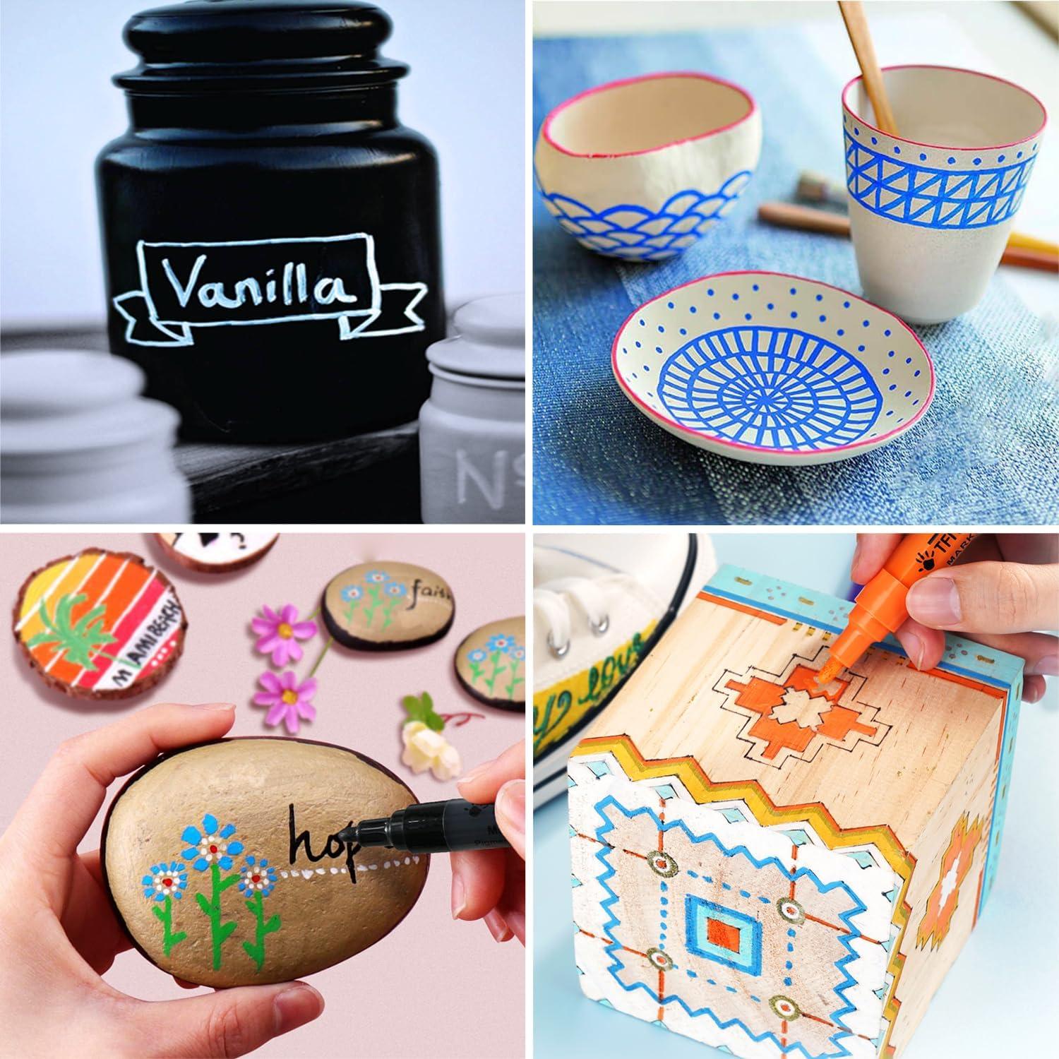 Marcadores de Pintura Acrílica TFIVE - Paquete de 2, Punta Media 2-3mm