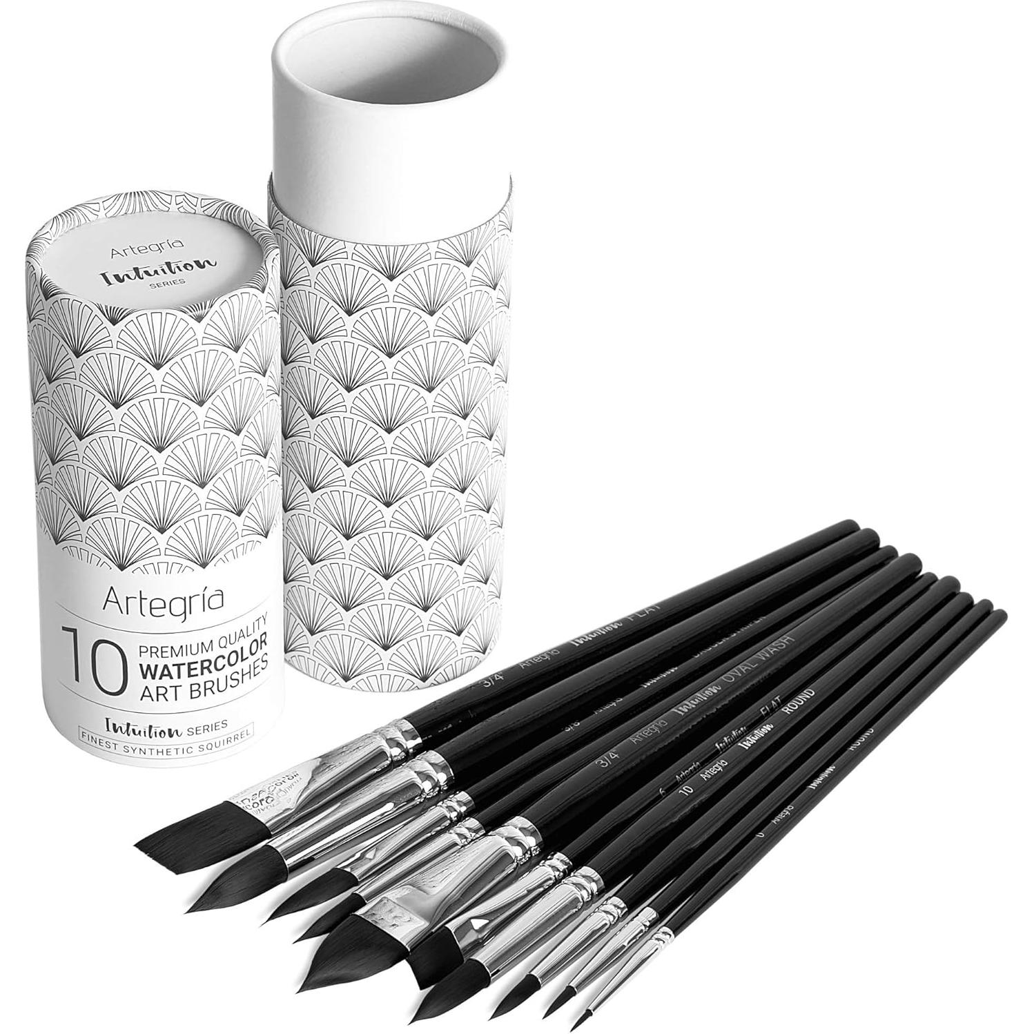 Juego de Pinceles de Acuarela ARTEGRIA 10 Piezas Sintéticas