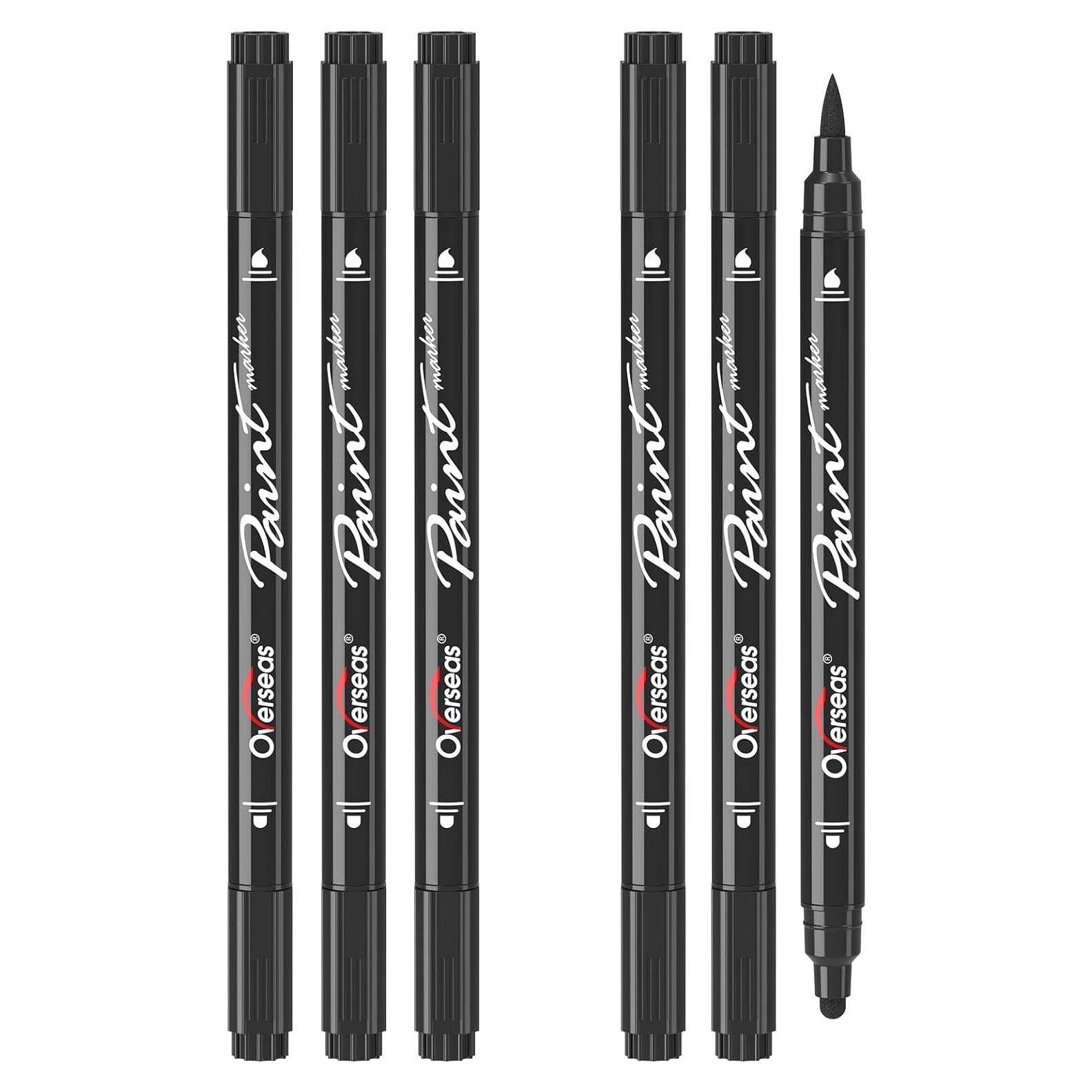 Marcadores Acrílicos Doble Punta Overseas 6 Unidades Negro