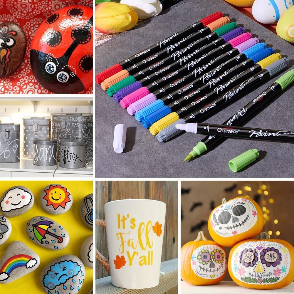 Marcadores Acrílicos Doble Punta Overseas 6 Unidades Negro