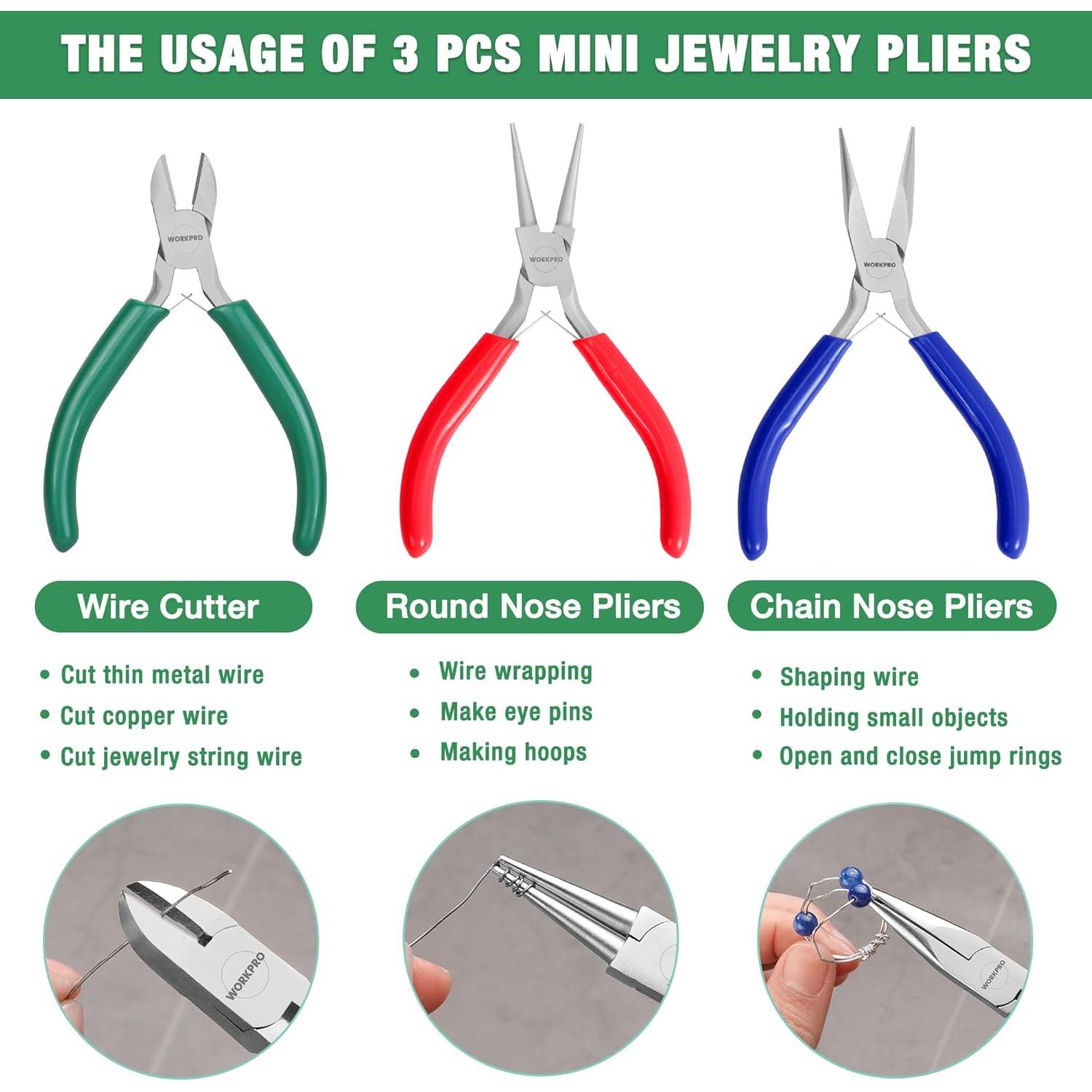 Juego de Alicates de Joyería WORKPRO 3 Piezas Acero al Carbono