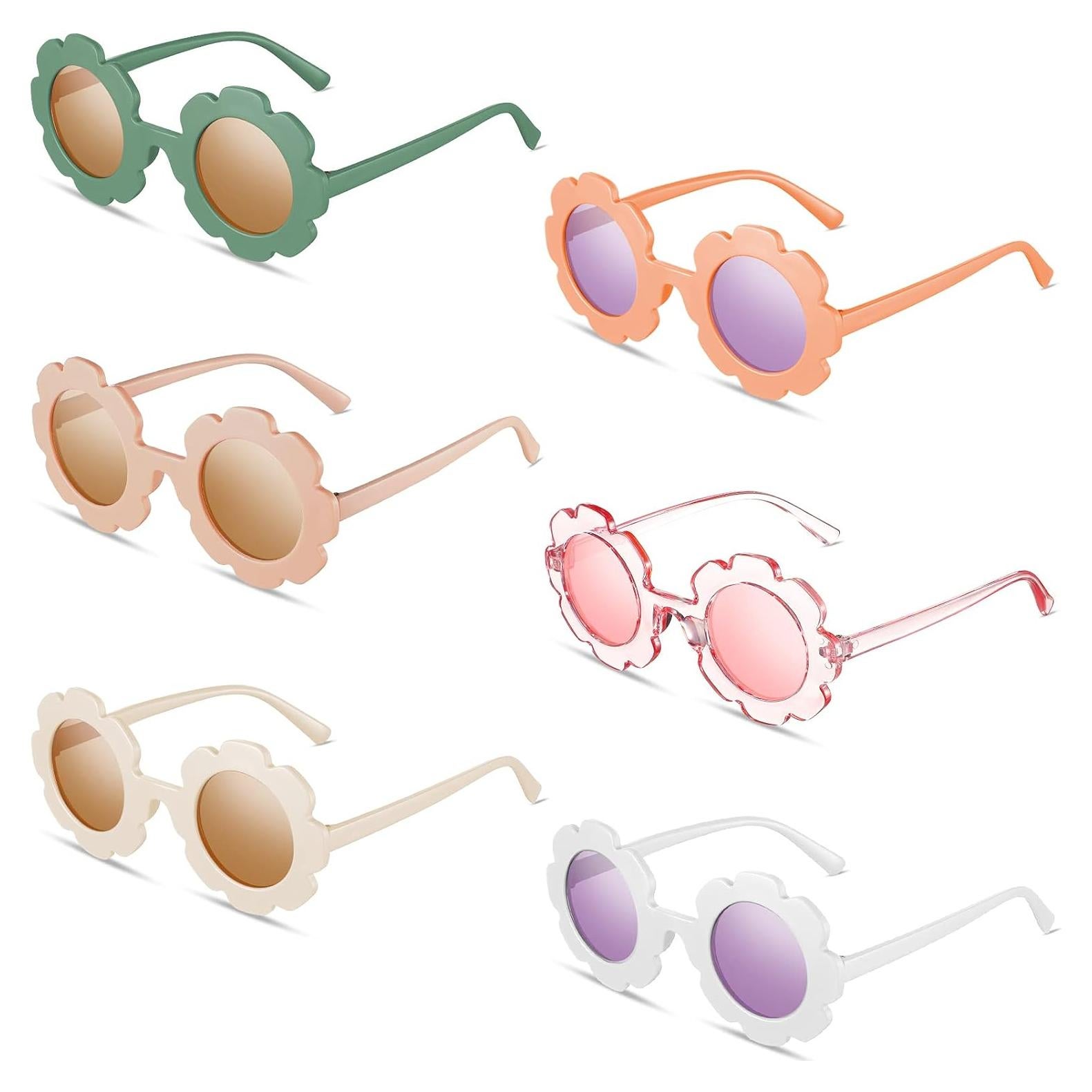 Gafas de sol redondas de flores para niños Frienda 6 piezas