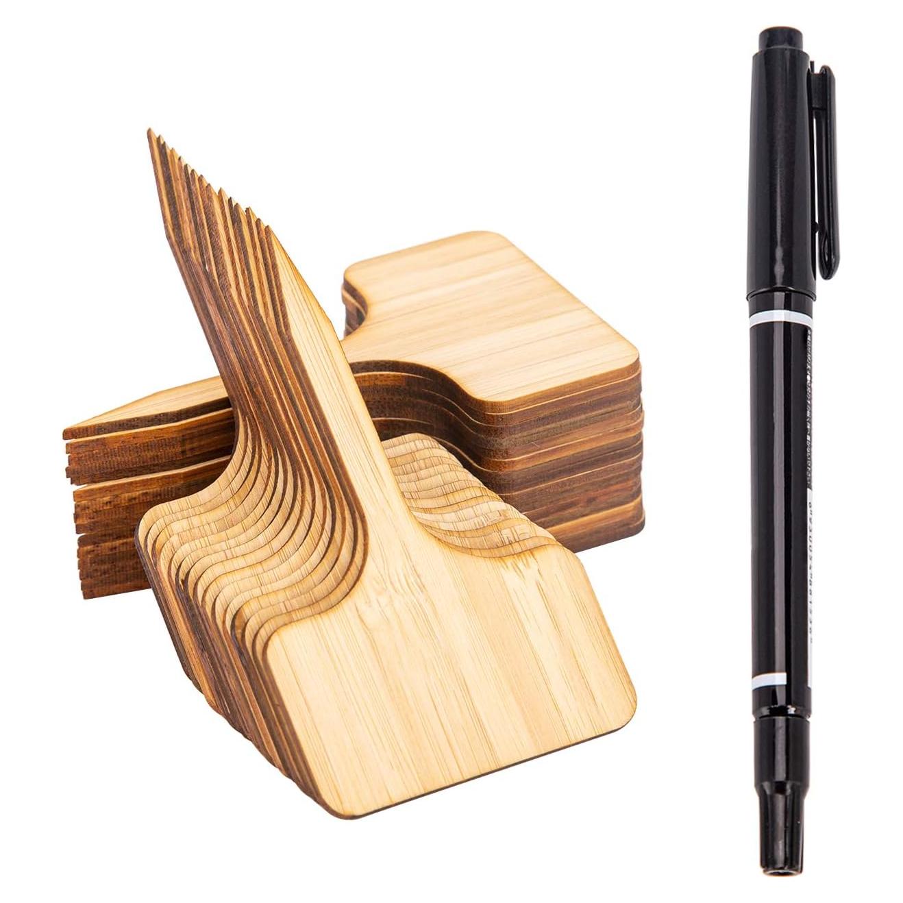 Etiquetas de Plantas de Bambú AIEX 30 Pcs 10x6 cm