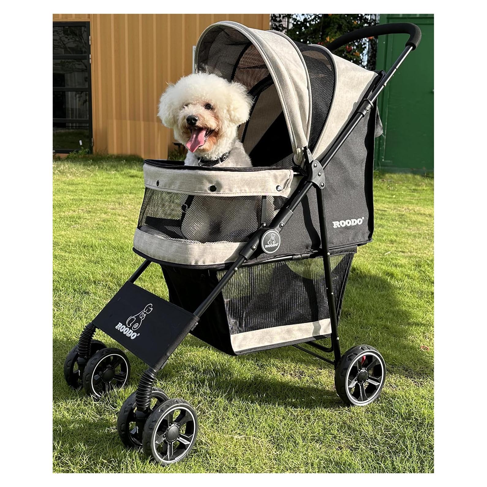 Carrito de Paseo para Mascotas ROODO 4 Ruedas Plegable 13.6kg