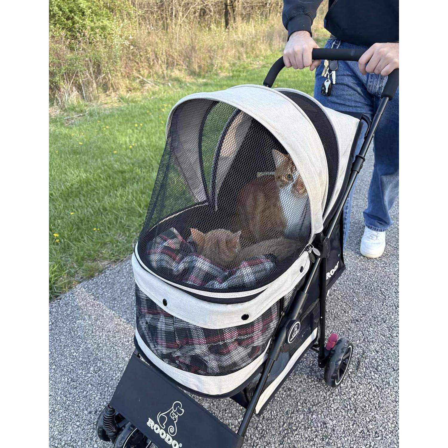 Carrito de Paseo para Mascotas ROODO 4 Ruedas Plegable 13.6kg