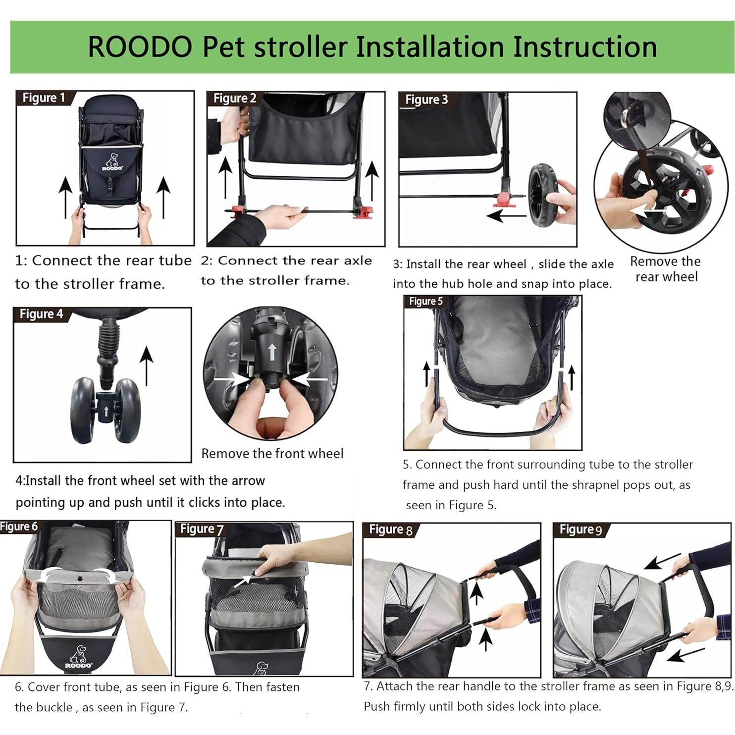Carrito de Paseo para Mascotas ROODO 4 Ruedas Plegable 13.6kg