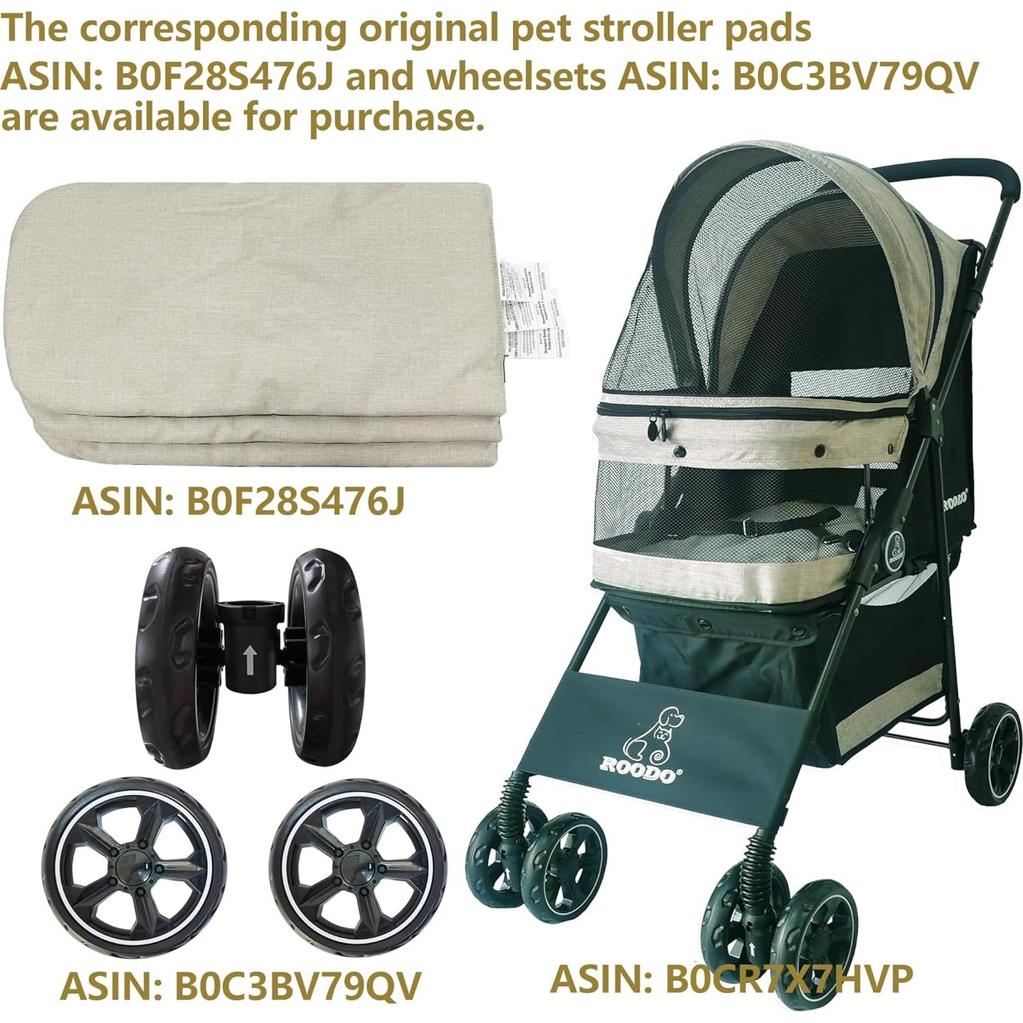 Carrito de Paseo para Mascotas ROODO 4 Ruedas Plegable 13.6kg