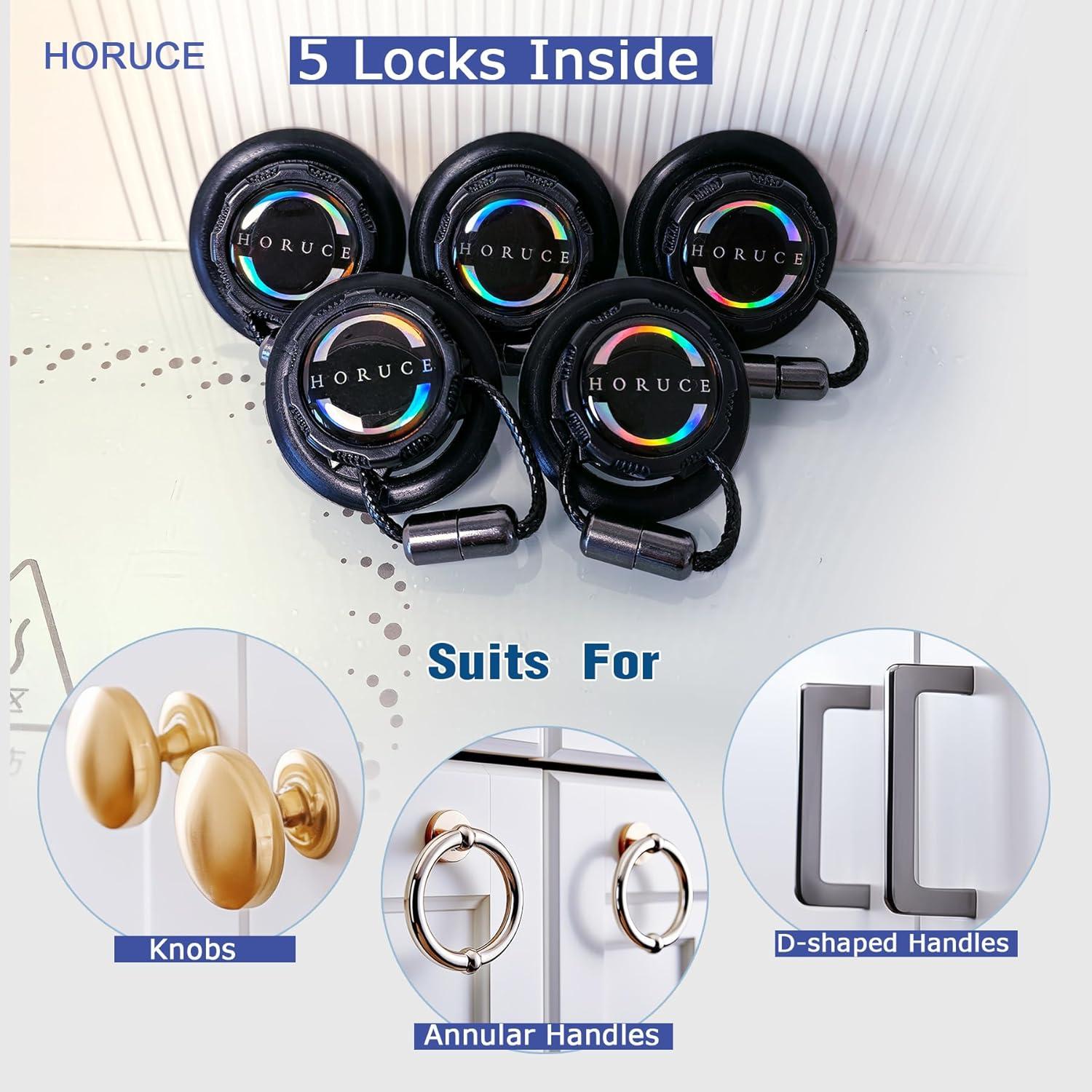 5 Cerraduras de Gabinete a Prueba de Bebés HORUCE - Negro