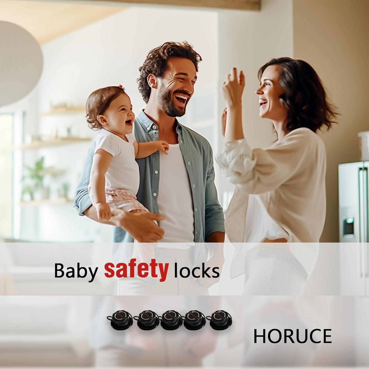 5 Cerraduras de Gabinete a Prueba de Bebés HORUCE - Negro
