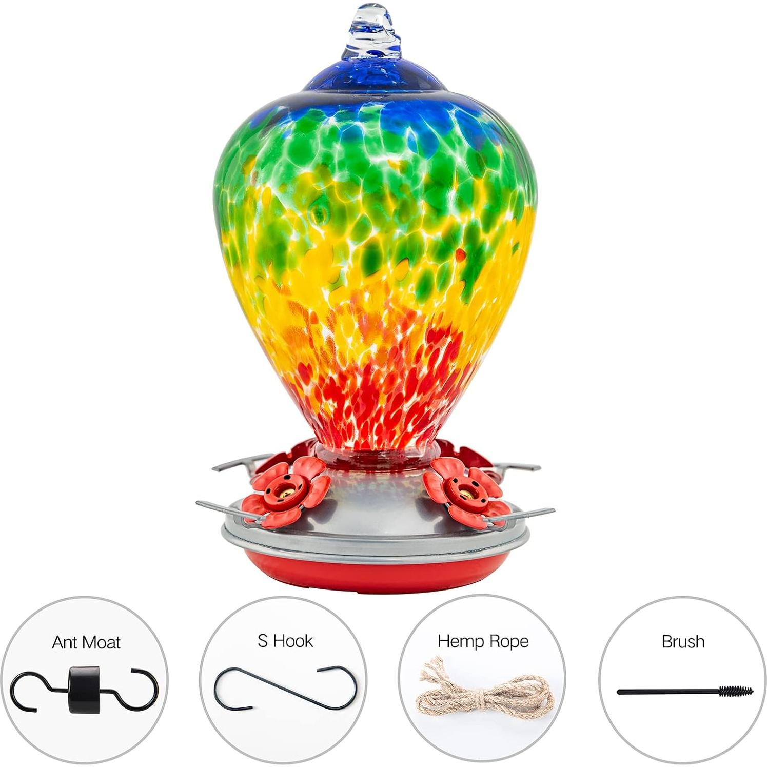 Alimentador de Colibrí LaElvish Garden Vidrio 0.95kg Colgante