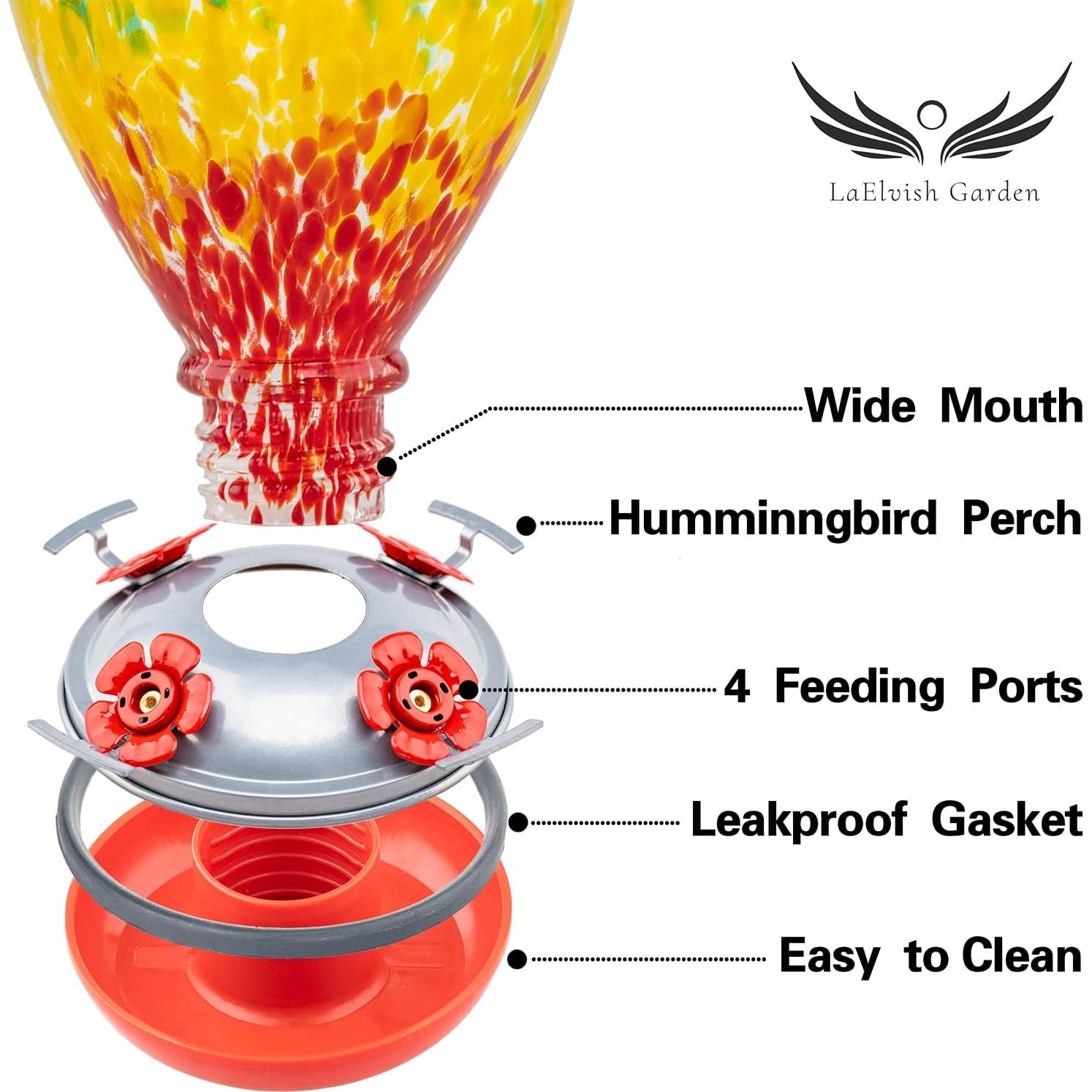 Alimentador de Colibrí LaElvish Garden Vidrio 0.95kg Colgante