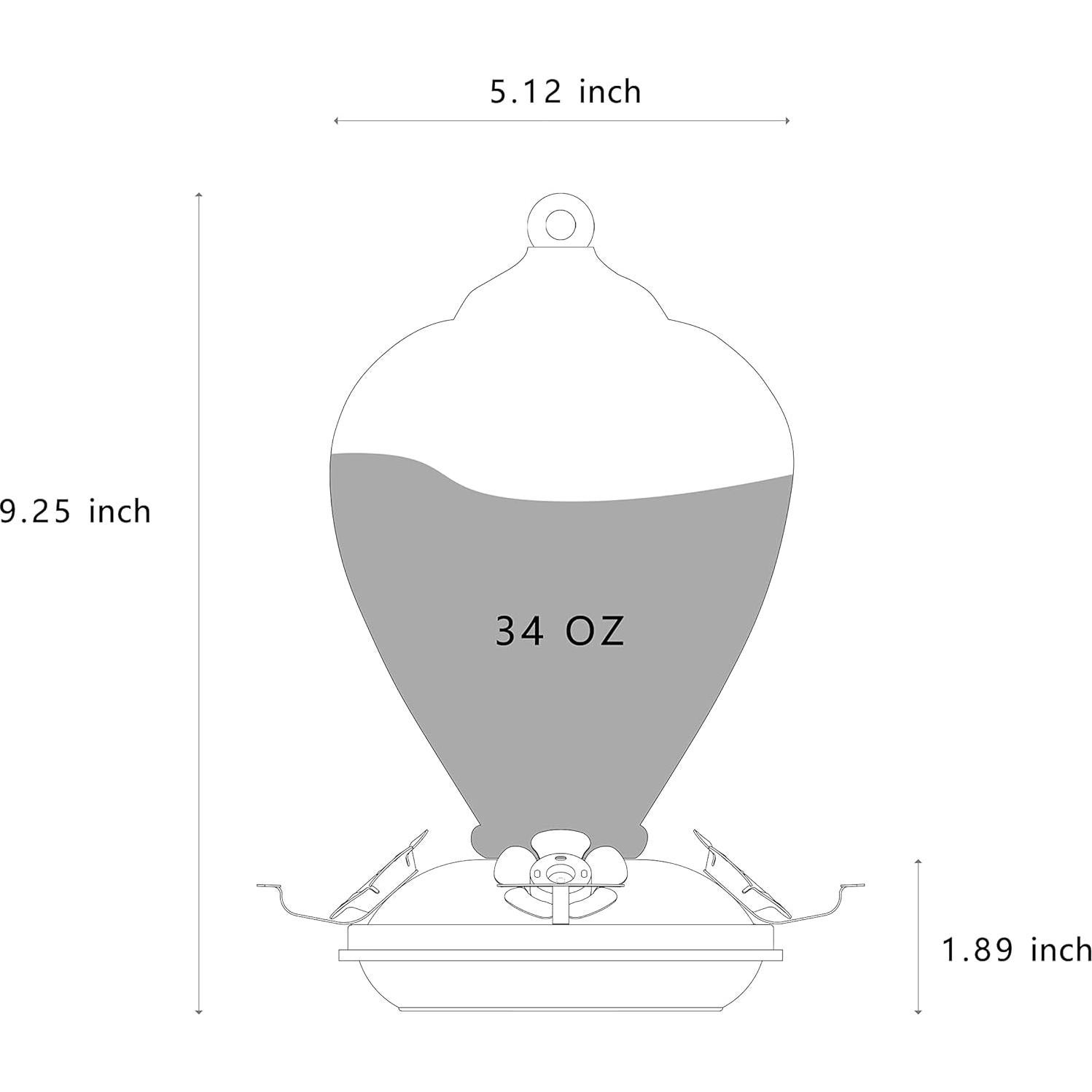 Alimentador de Colibrí LaElvish Garden Vidrio 0.95kg Colgante