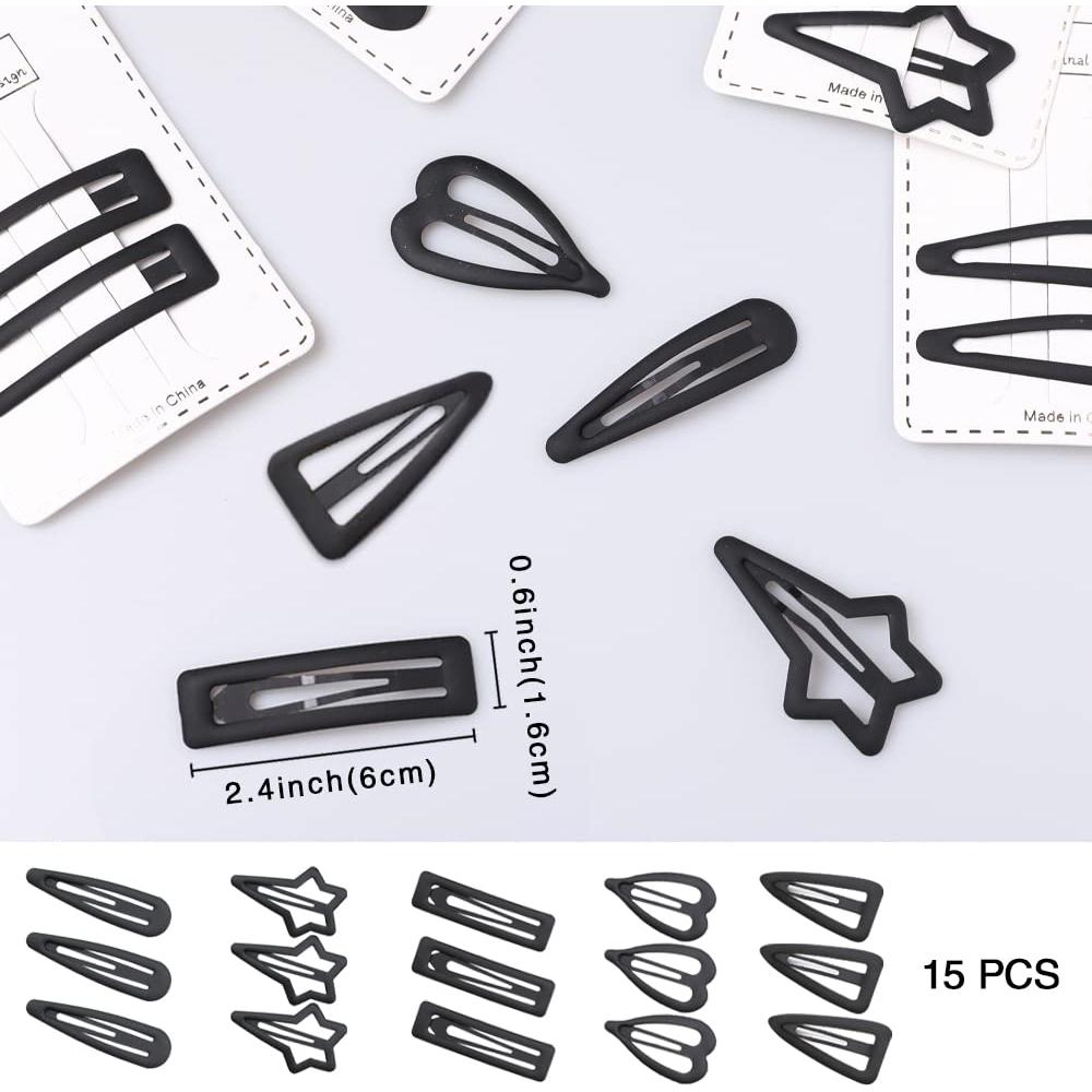 15 Clips de Pelo Antideslizantes Yerpkefey en Color Negro