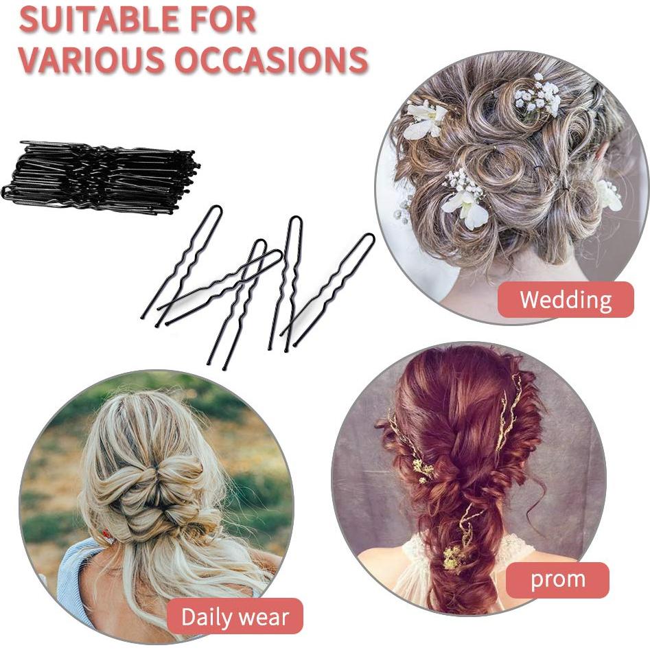 Pinzas para Cabello en U IKOCO 80 Piezas 6.1 cm Negro