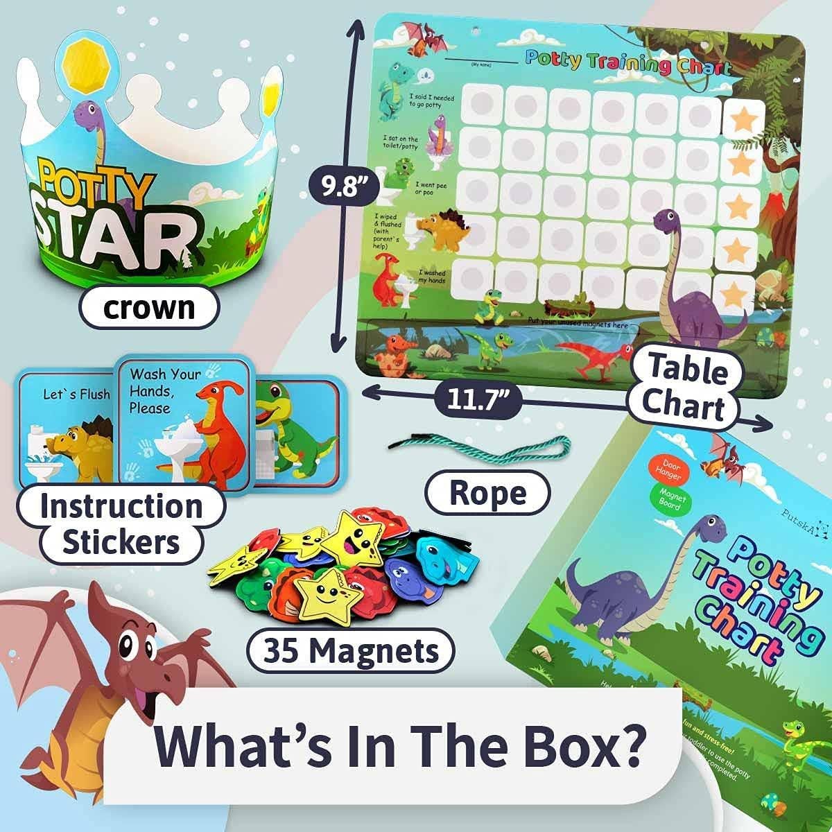 Gráfico de Entrenamiento para el Baño Putska - Dino con 35 Calcomanías