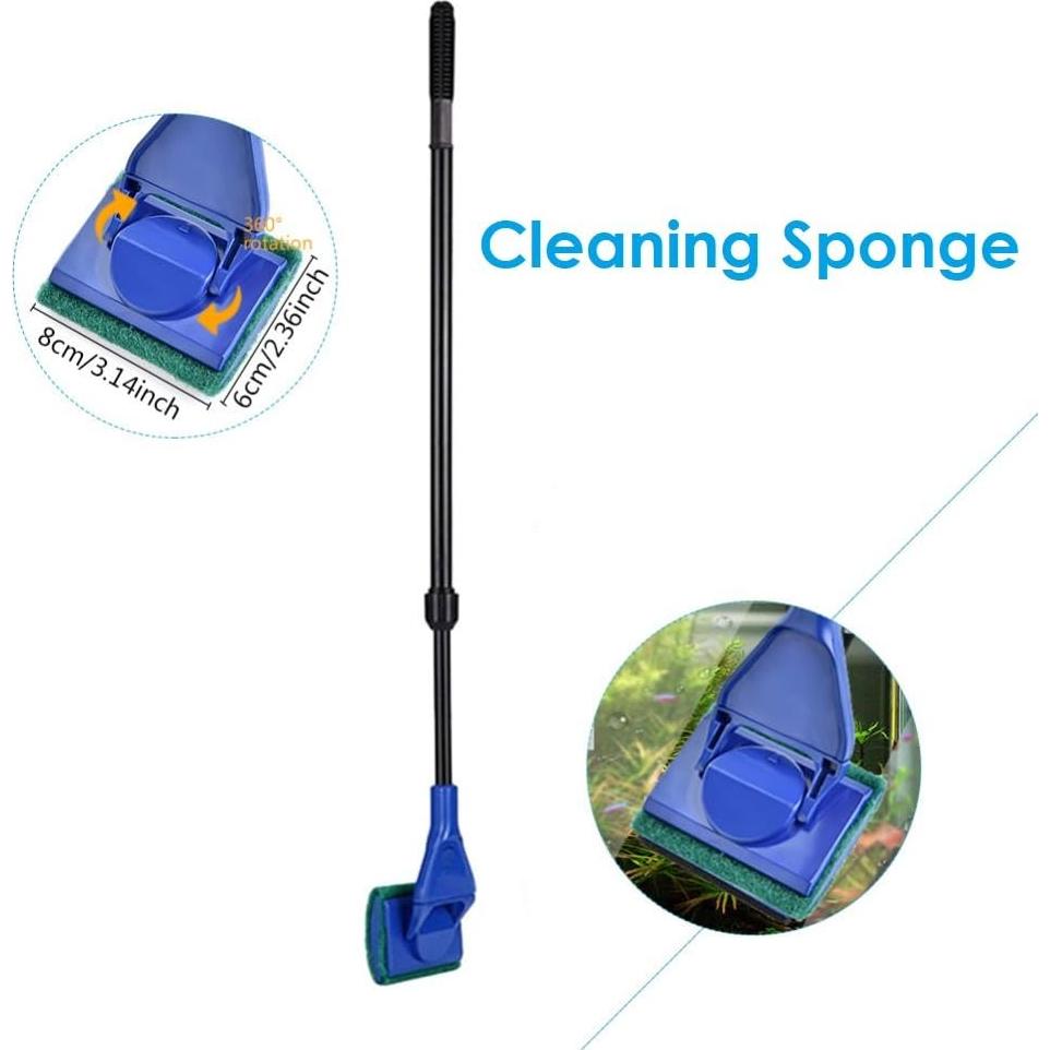 Kit de limpieza 5 en 1 para acuario AquaticHI, extensible 54-80 cm