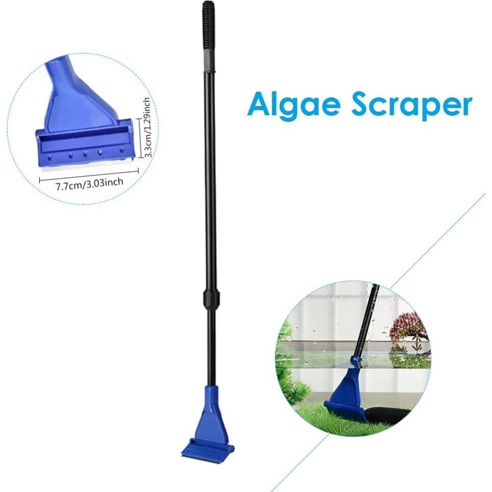 Kit de limpieza 5 en 1 para acuario AquaticHI, extensible 54-80 cm
