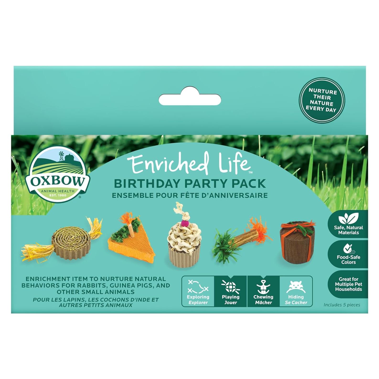 Paquete de Fiesta de Cumpleaños Oxbow para Mascotas - 5 Masticables Naturales
