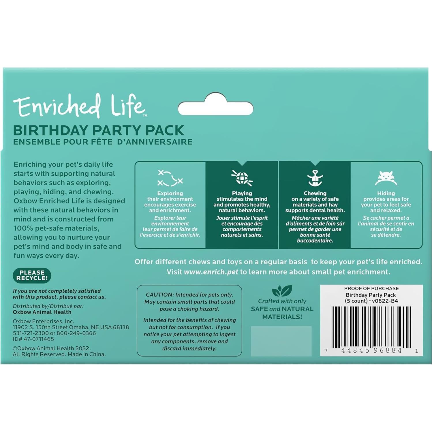 Paquete de Fiesta de Cumpleaños Oxbow para Mascotas - 5 Masticables Naturales