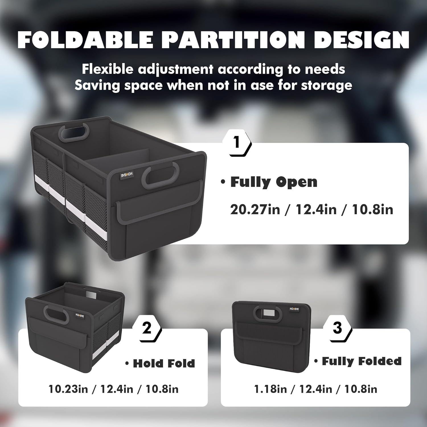 Organizador de Maletero Homeve Negro Plegable Impermeable 2 Compartimentos