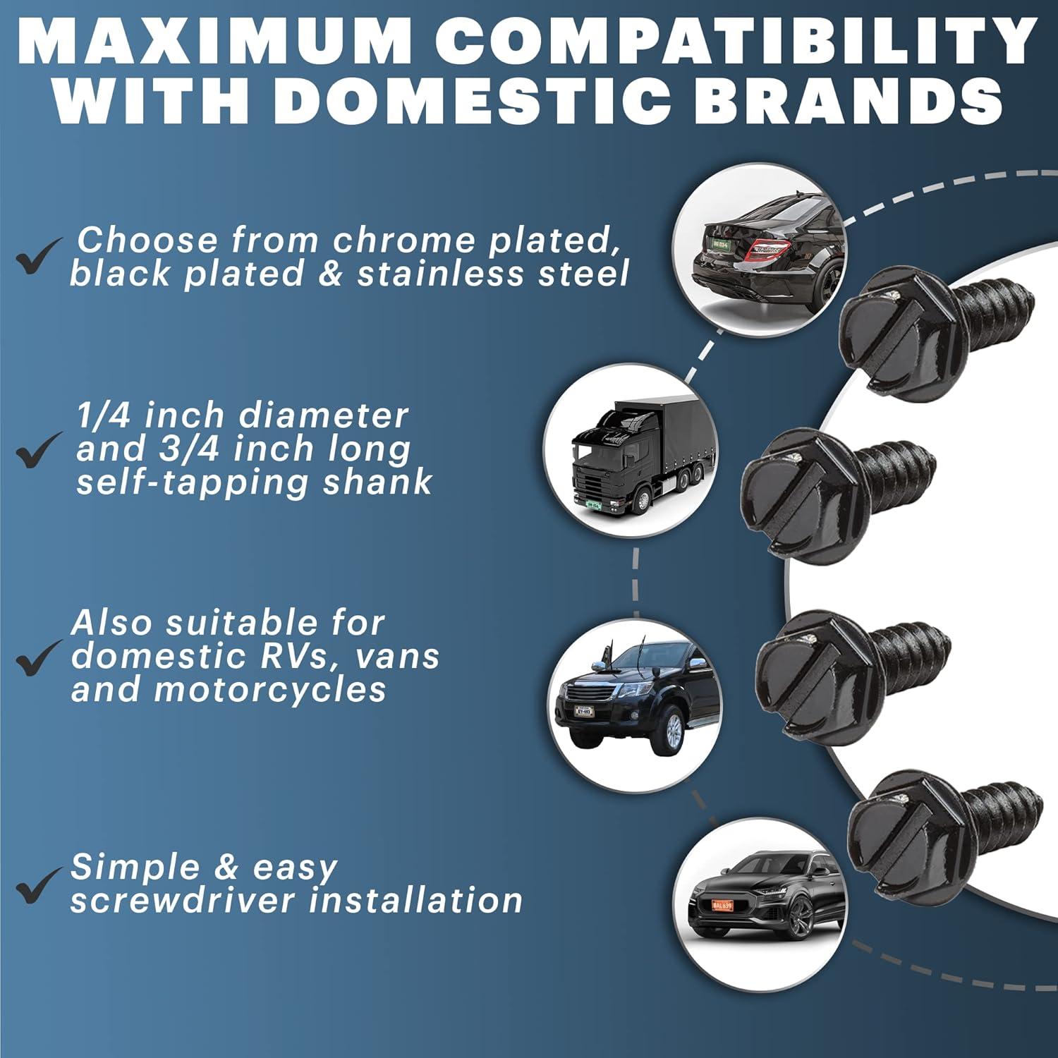 Tornillos para Placas de Matrícula Revolution - Acero Inoxidable Negro - 4 Unidades