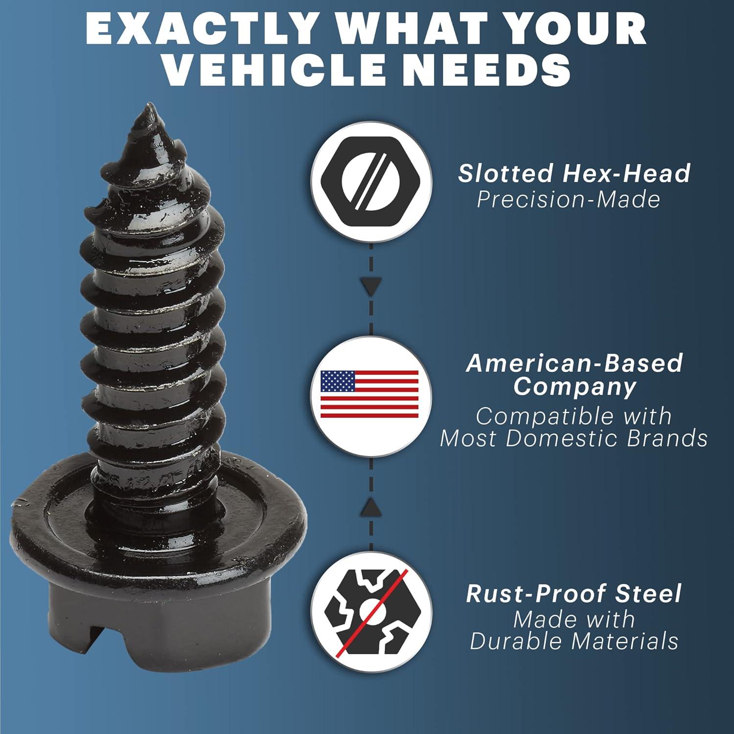 Tornillos para Placas de Matrícula Revolution - Acero Inoxidable Negro - 4 Unidades