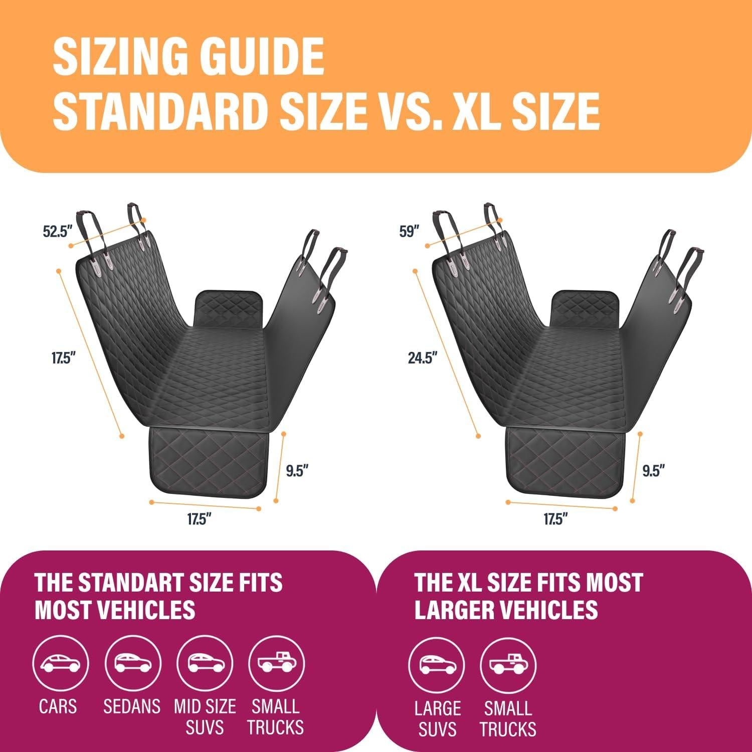 Funda de Asiento para Perros Active Pets Estándar 134.62x142.24cm Negra