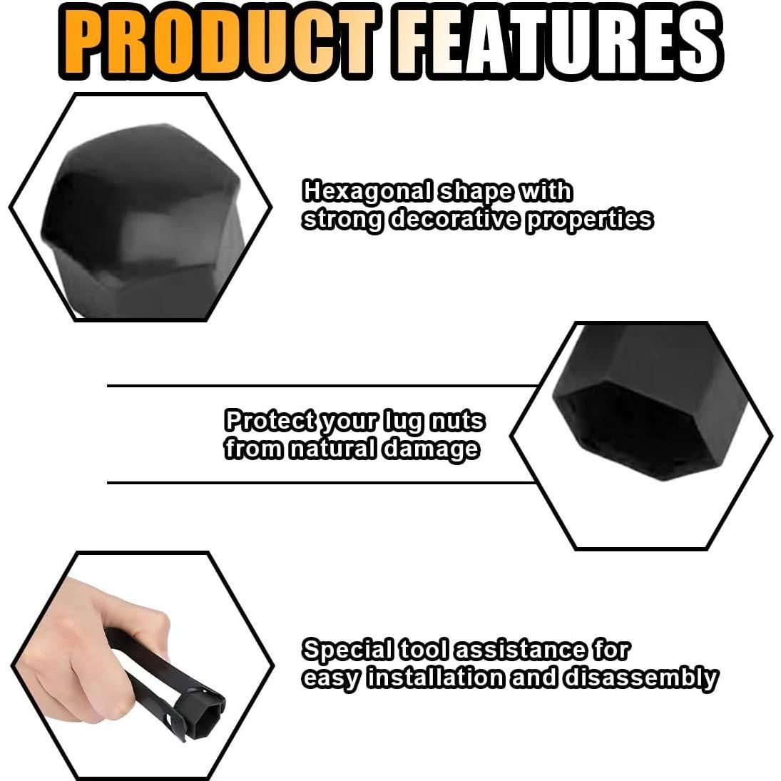 20 Tapas de Tuerca de Rueda JOYCOURT 19mm Universal Plástico