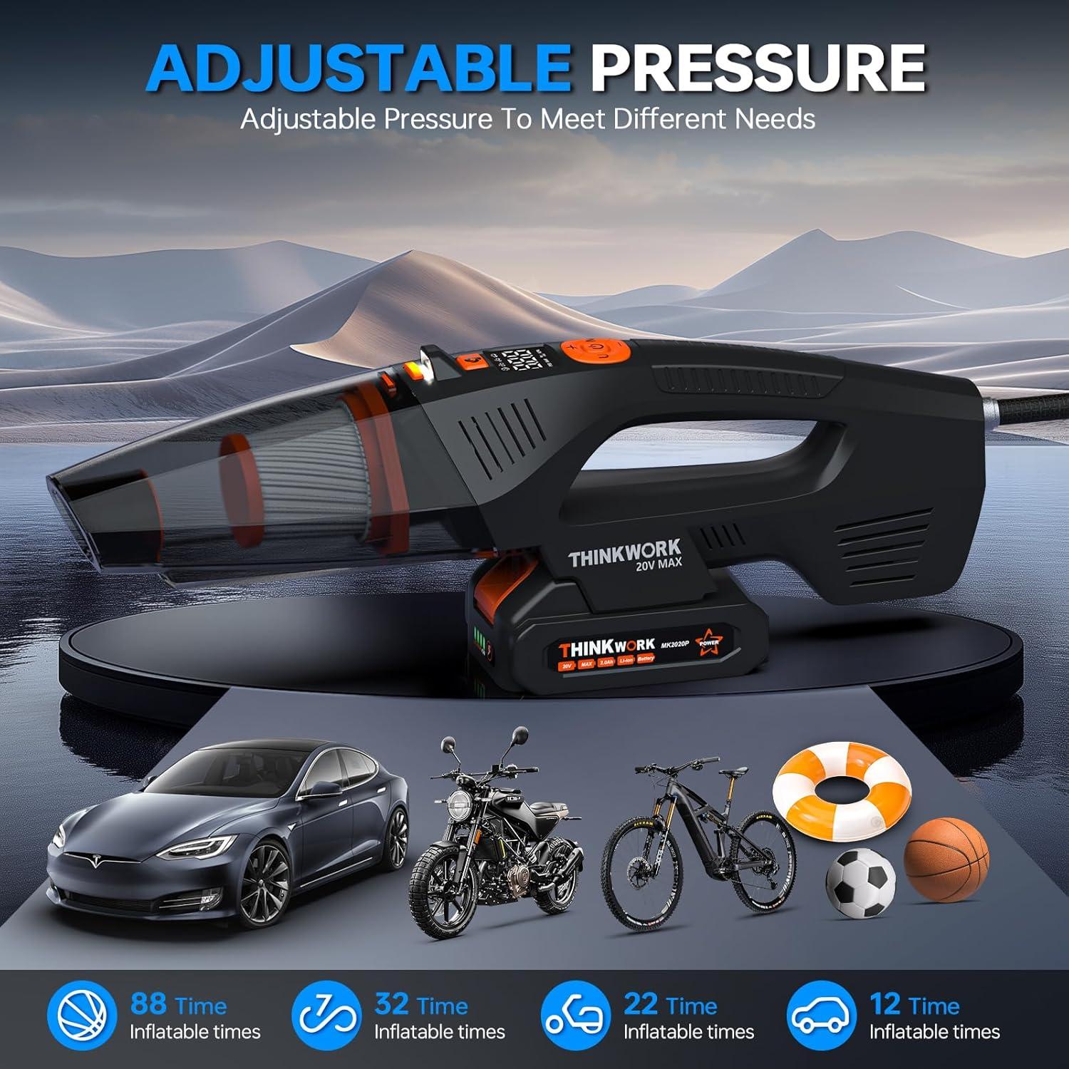 Aspiradora de Coche THINKWORK 20V Inalámbrica 18000Pa