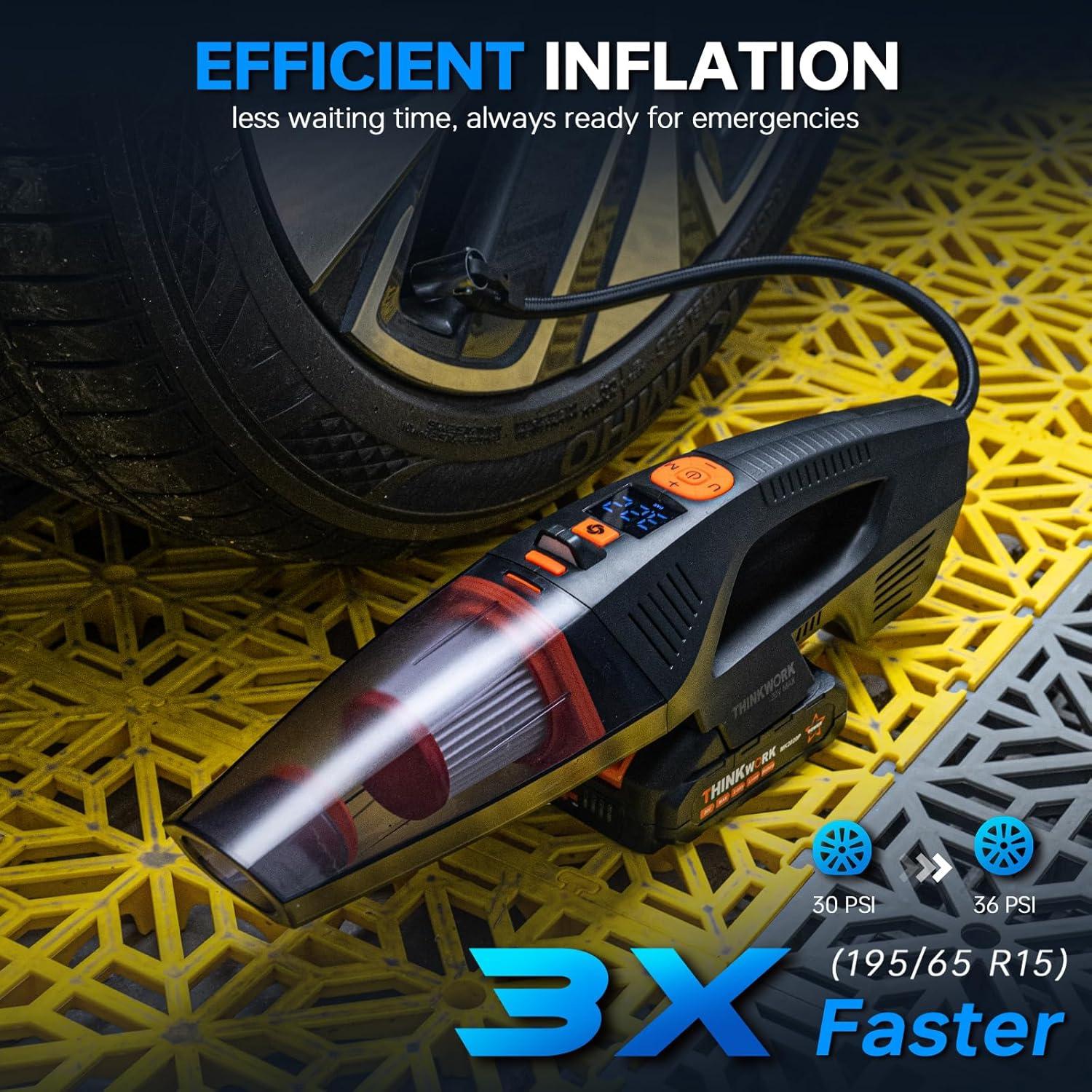 Aspiradora de Coche THINKWORK 20V Inalámbrica 18000Pa