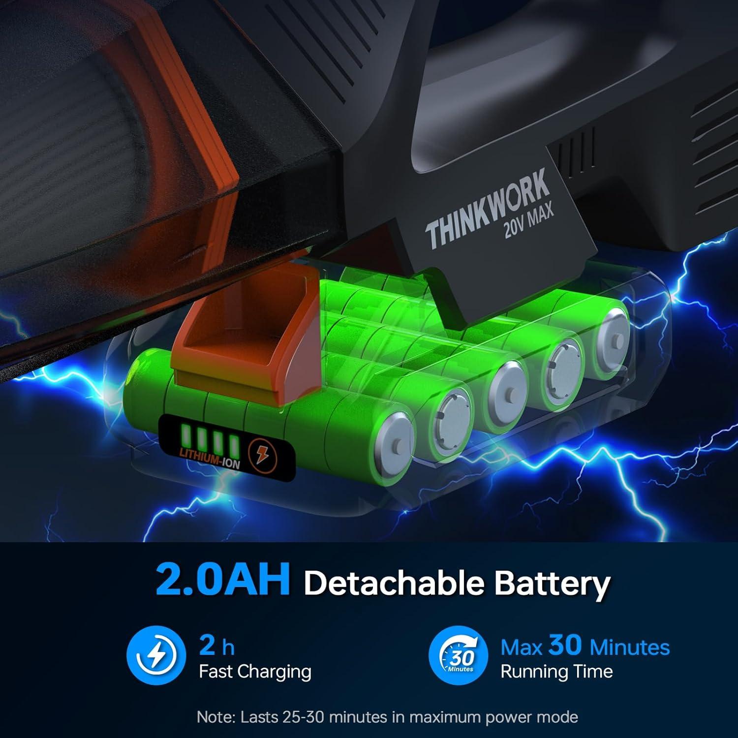 Aspiradora de Coche THINKWORK 20V Inalámbrica 18000Pa